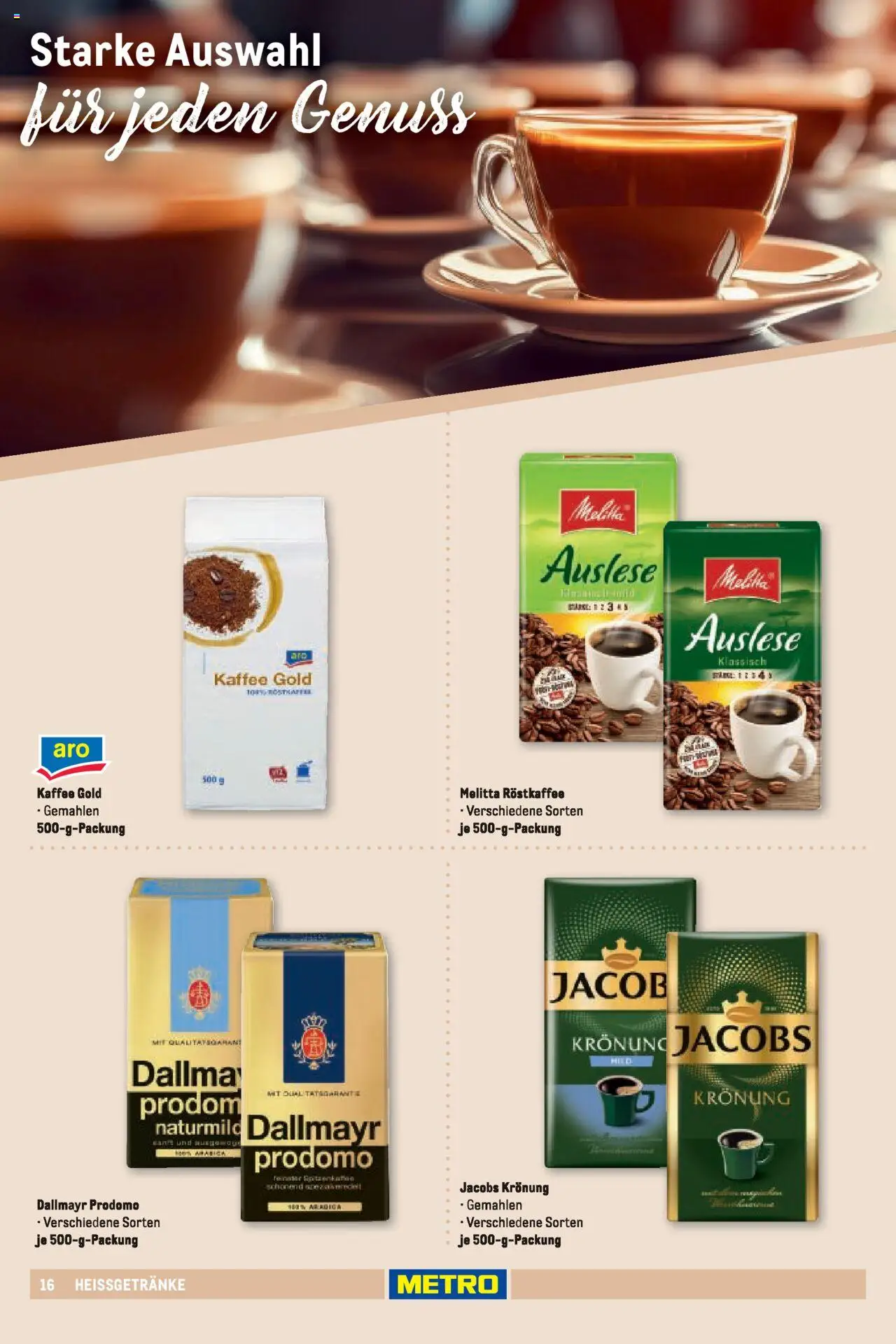 Metro Sortimentskatalog Vereine & Feste – gültig ab 01.06.2024 | Seite: 16 | Produkte: Melitta, Kaffee