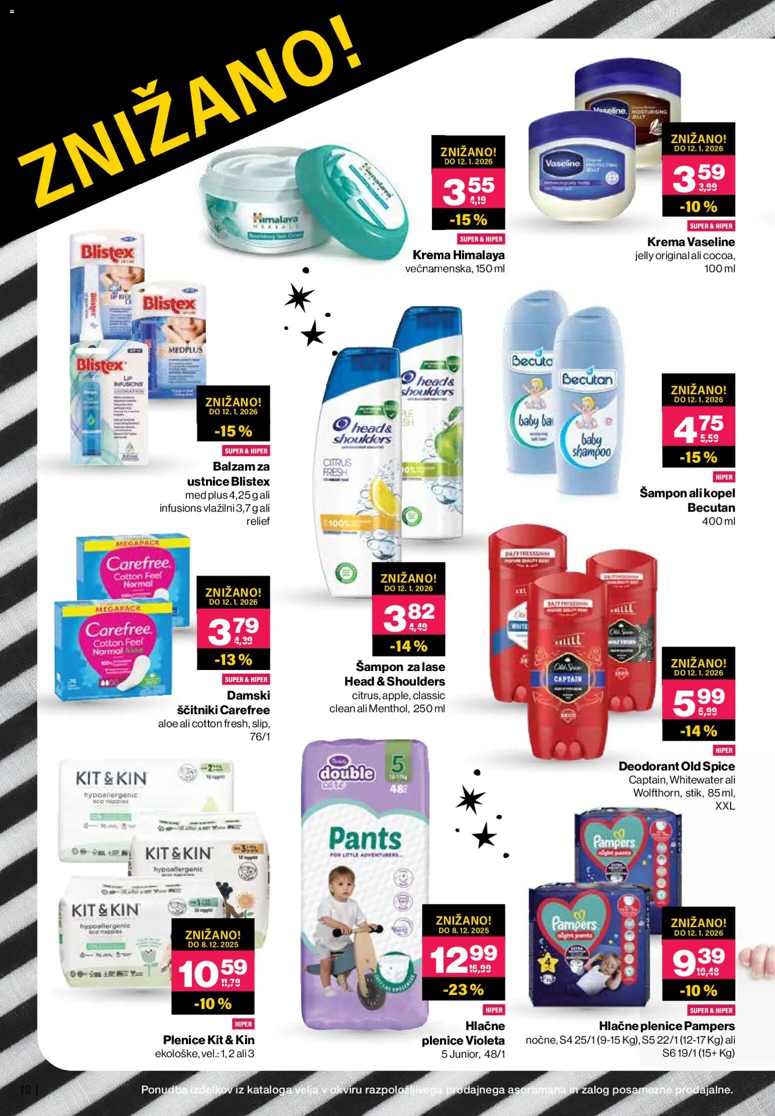 Novi Mercator katalog ponudbe – veljaven od 12.11.2025 | Stran: 12 | Izdelki: Kopel, Plenice, Deodorant, Ščitniki