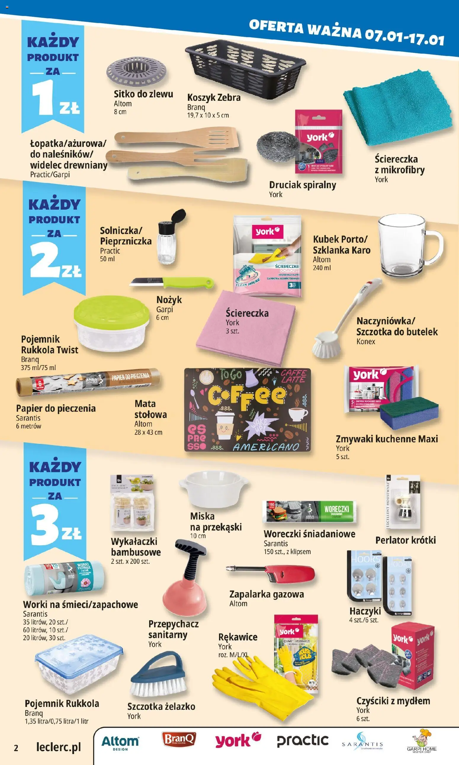 E.Leclerc Gazetka od 07.01.2026 | Strona: 2 | Produkty: Szklanka, Nożyk, Papier do pieczenia, Szczotka