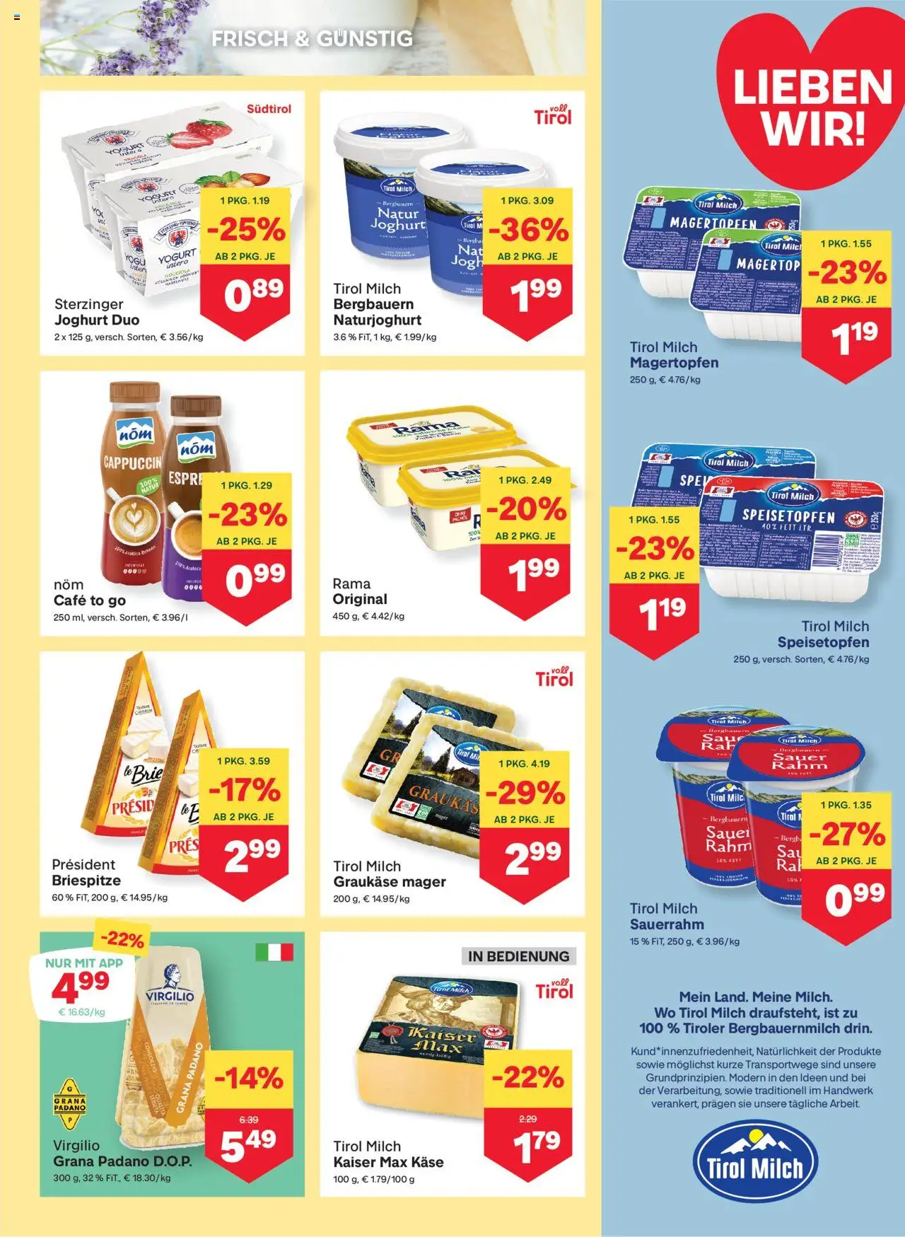 MPREIS Absam gültig ab 23.10.2025 | Seite: 5 | Produkte: Milch, Käse, Joghurt, Sauerrahm