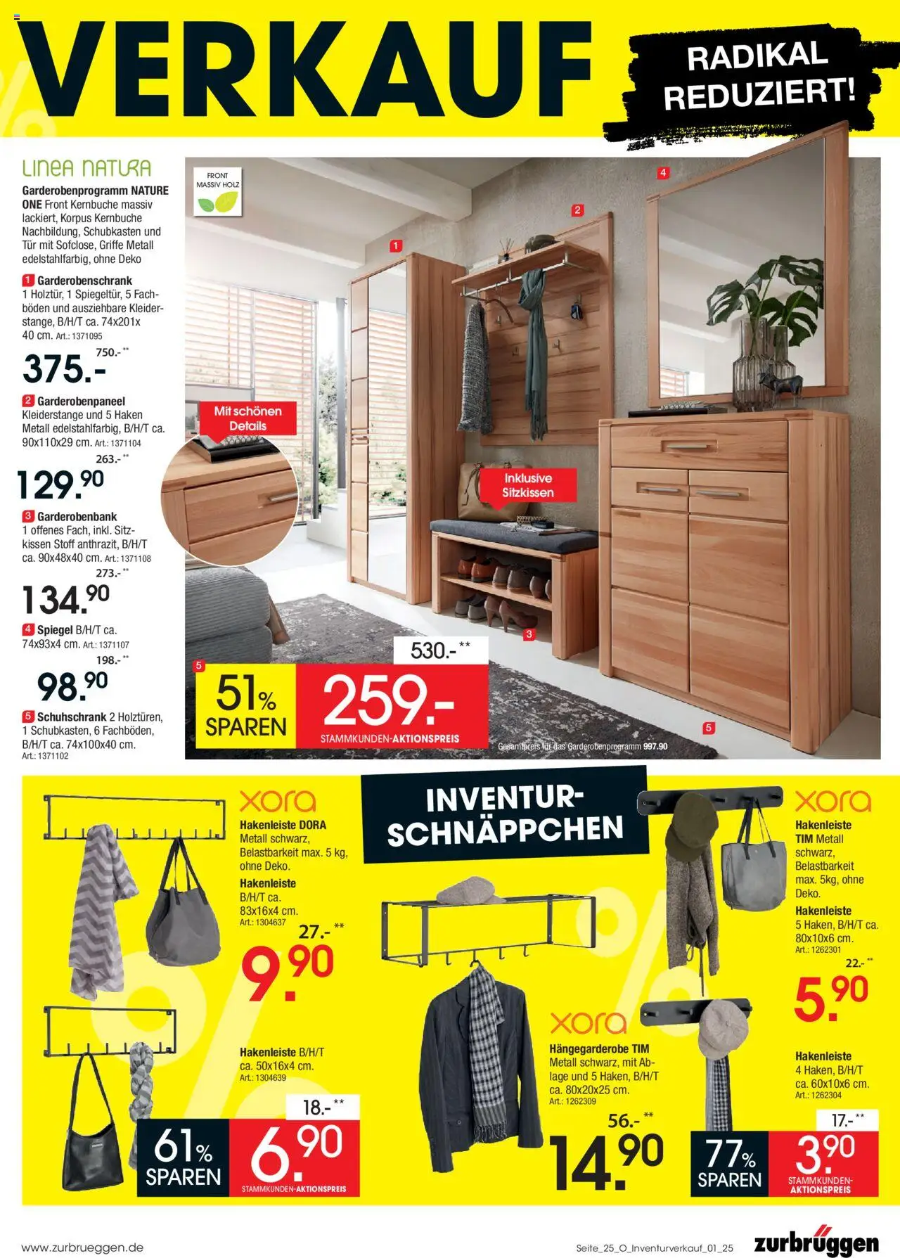 Zurbrüggen Inventurverkauf - gültig ab dem 04.08.2025 | Seite: 27 | Produkte: Kissen, Spiegel, Tür, Garderobenschrank