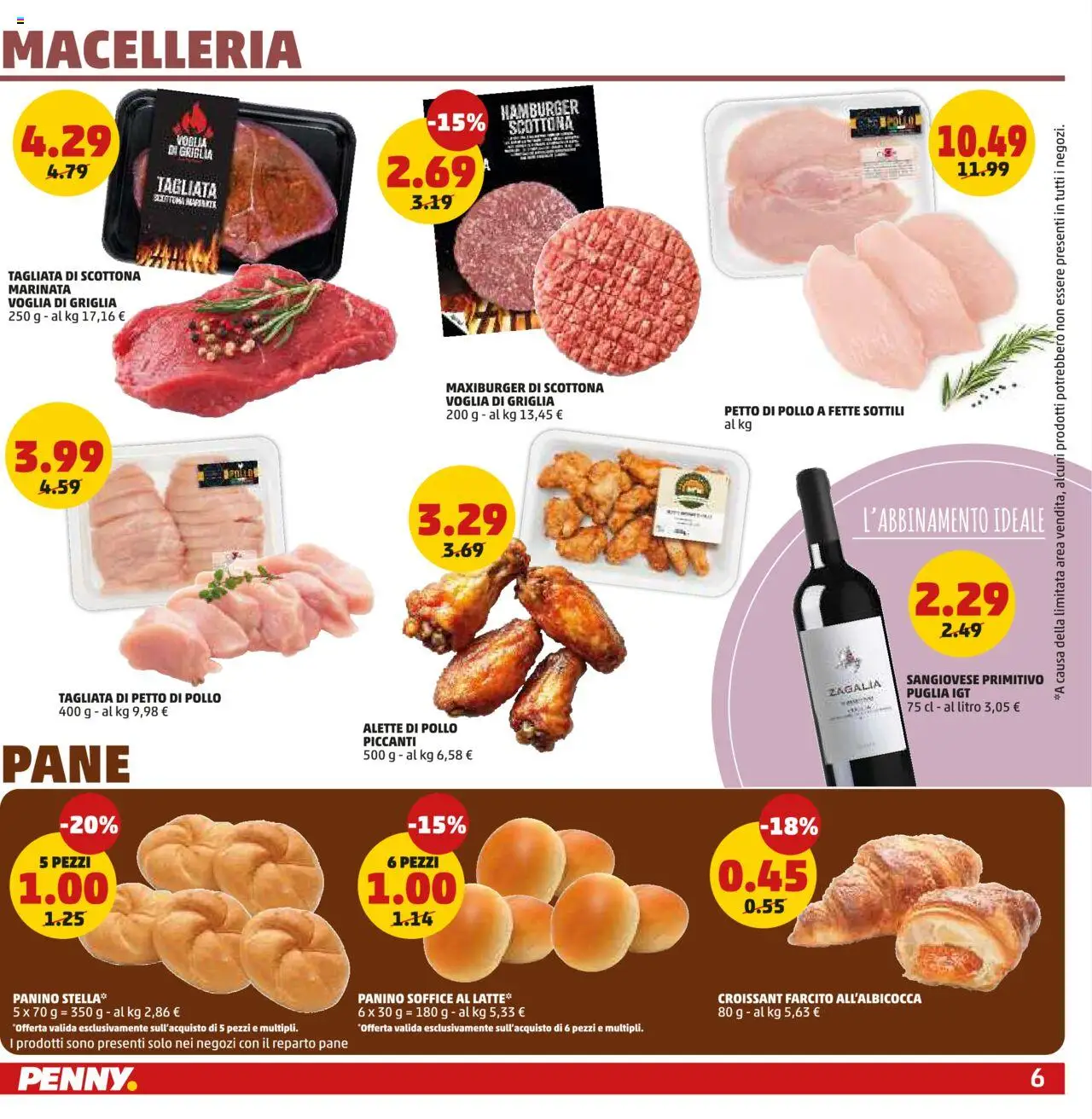Volantino PENNY del 28.08.2025 | Pagina: 6 | Prodotti: Petto di Pollo, Croissant, Griglia, Hamburger