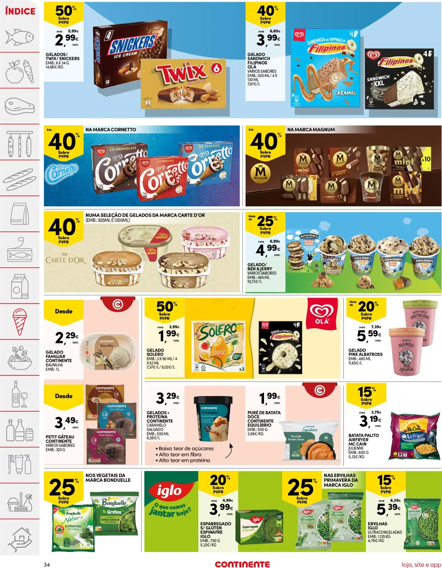 Continente folheto │ válido de 21.04.2026 | Página: 34 | Produtos: Solero exotic, Batata, Chocolate, Proteina