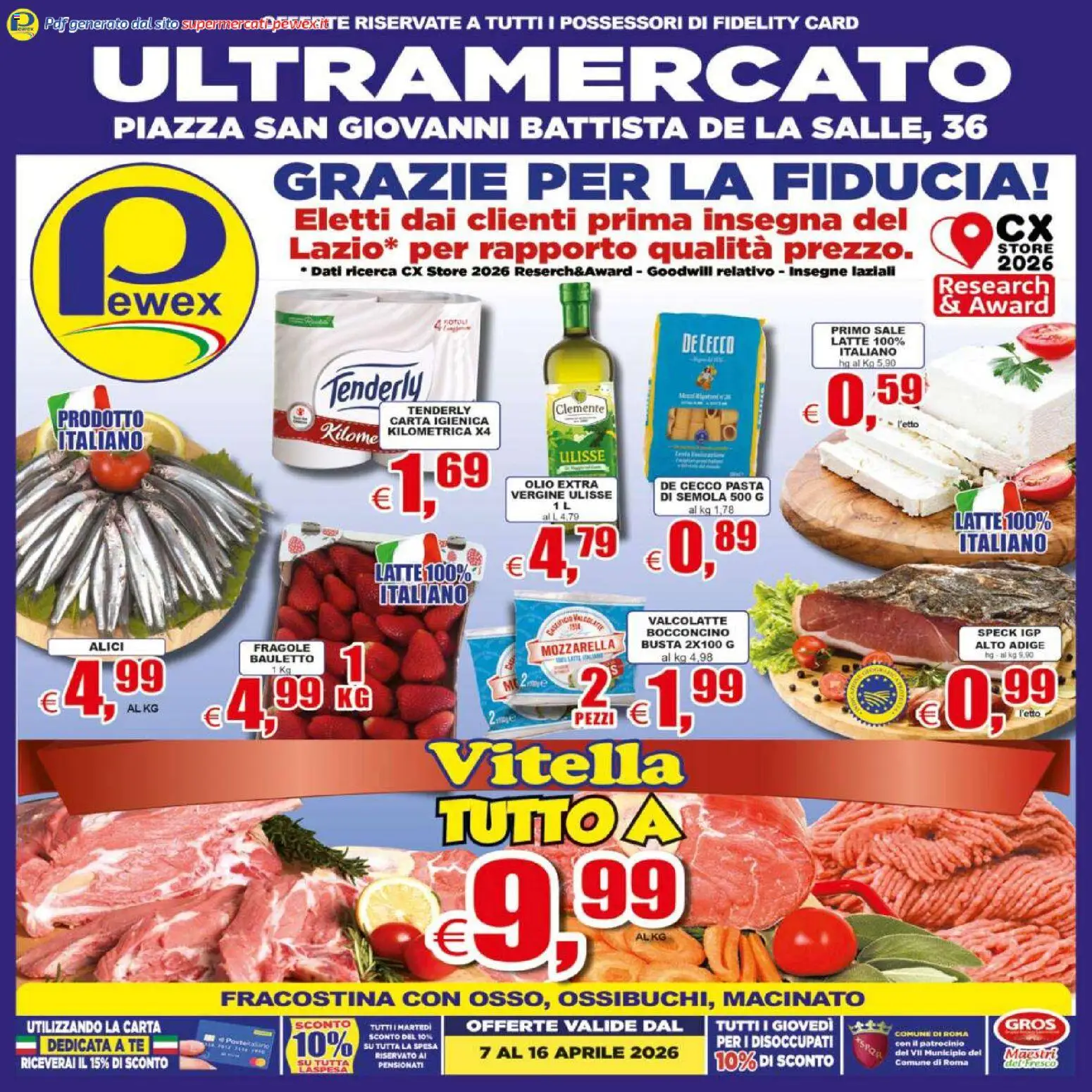 Volantino Pewex del 07.04.2026 | Pagina: 1 | Prodotti: Carta igienica, Tè, Sale, Alici