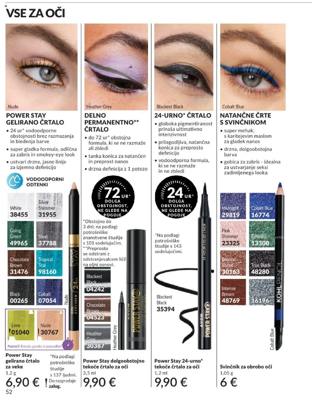Avon katalog │ velja od 01.07.2025 | Stran: 52 | Izdelki: Gobica, Crtalo za oci, Svinčnik, Barva