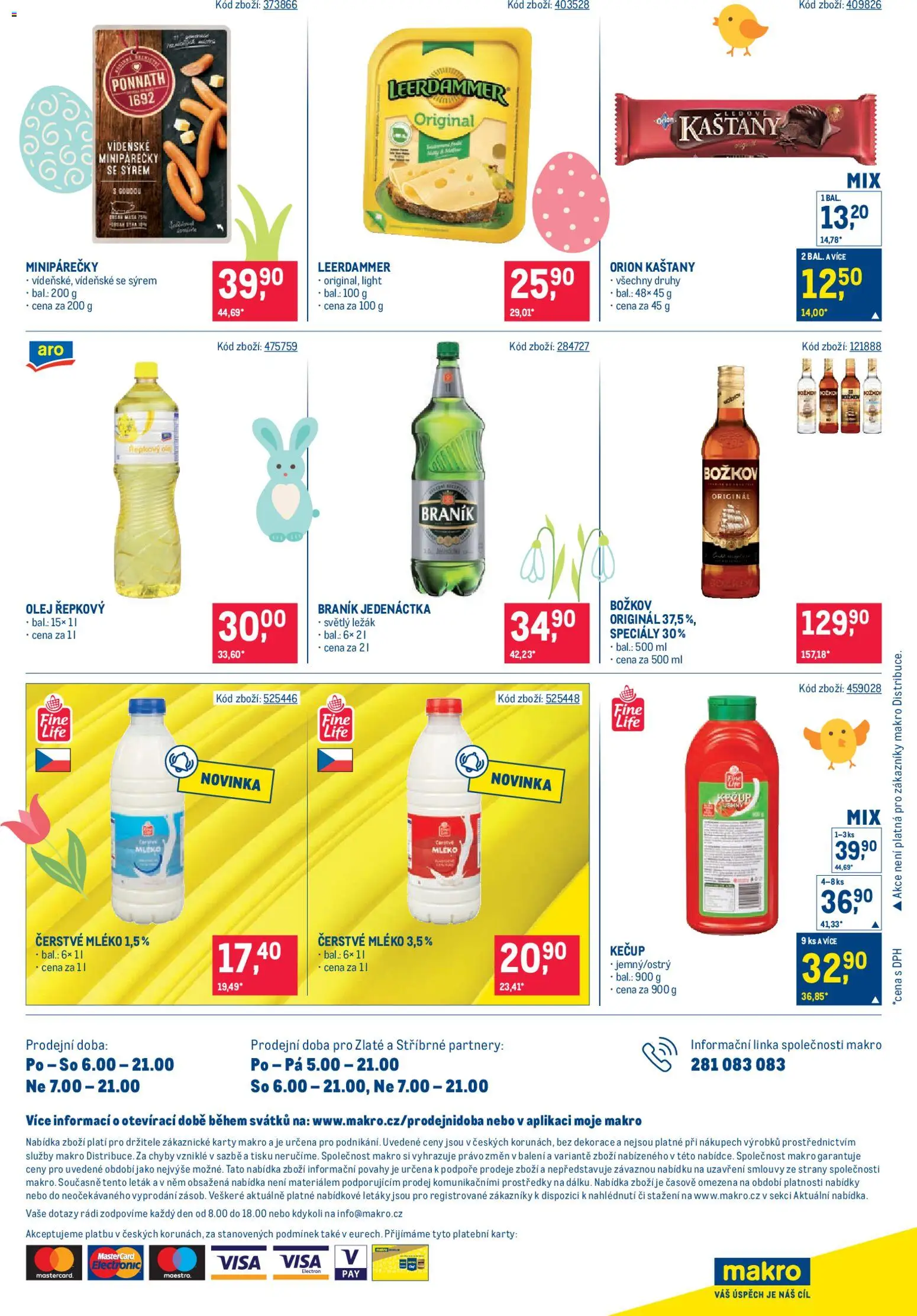 Makro leták - Maloobchod od 25.03.2026 | Strana: 16 | Produkty: Mléko, Leerdammer, Božkov originál, Karty