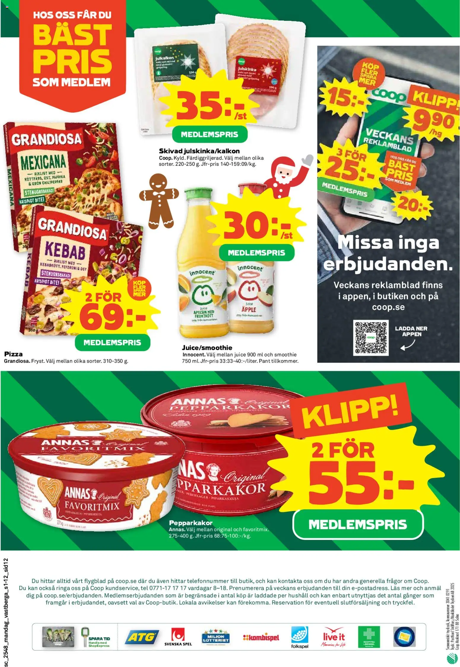 Coop Forum reklamblad aktuell från 24.11.2025 | Sida: 12 | Produkter: Ost, Juice, Apelsin, Spel
