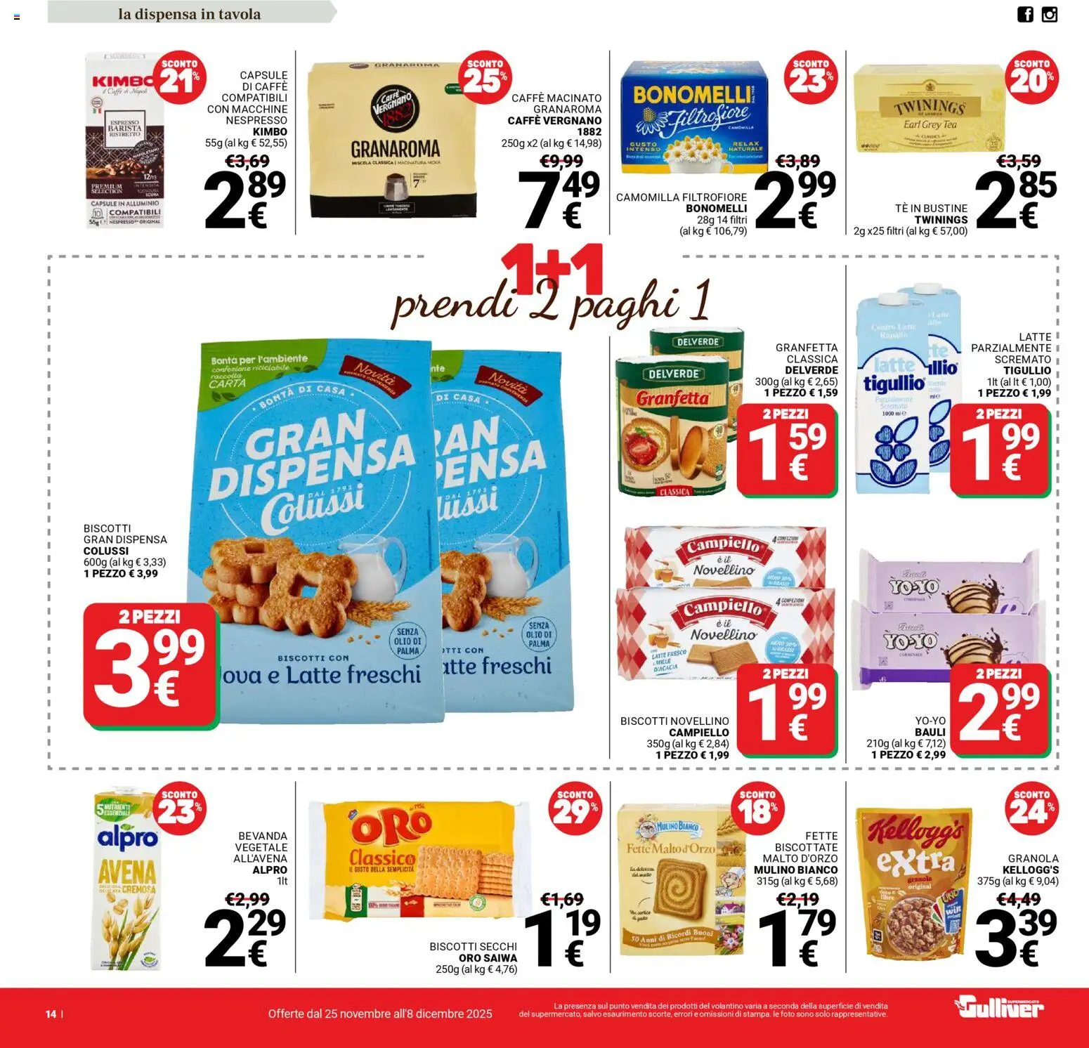 Volantino Gulliver del 25.11.2025 | Pagina: 14 | Prodotti: Latte, Olio, Miele, Macinato