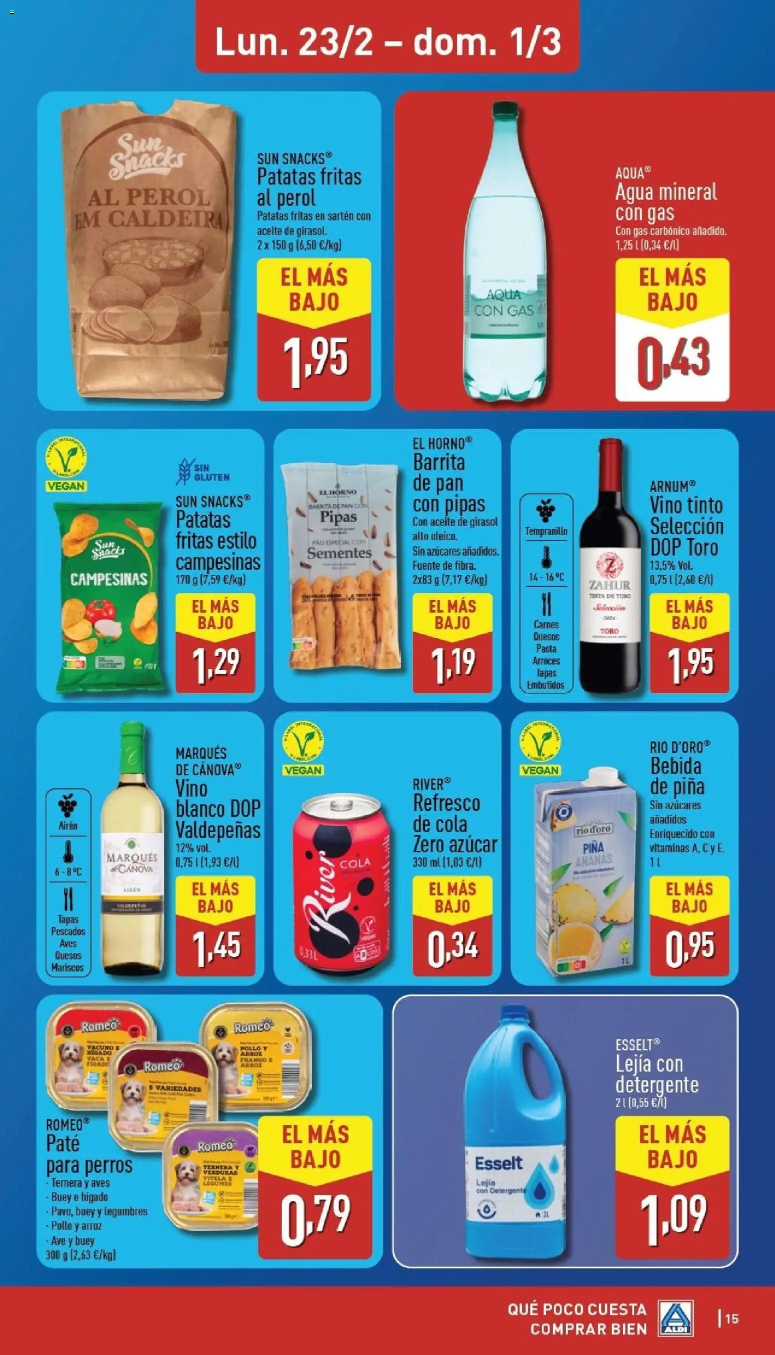 Aldi folleto Canarias │ válido desde el 23.02.2026 | Página: 15 | Productos: Detergente, Paté, Horno, Agua mineral