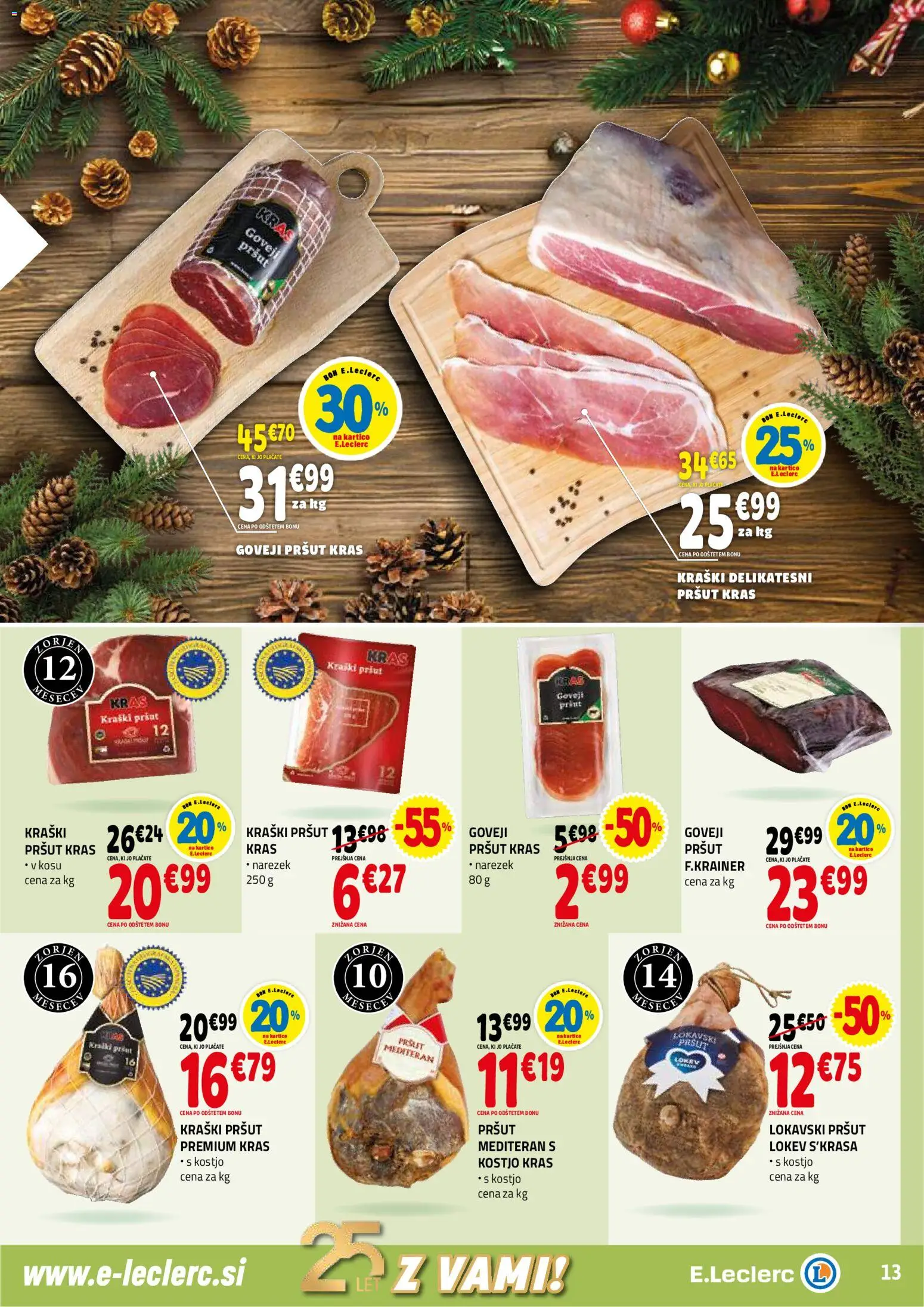 Novi E.leclerc katalog ponudbe – veljaven od 26.11.2025 | Stran: 13 | Izdelki: Pršut, Narezek