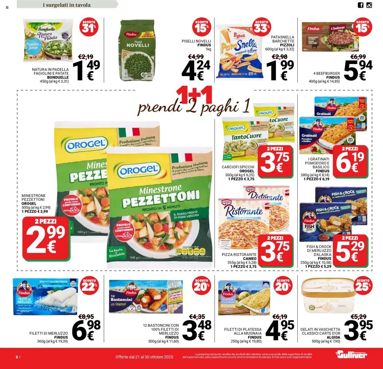 Volantino Gulliver del 21.10.2025 | Pagina: 8 | Prodotti: Patate, Pomodoro, Basilico, Piselli