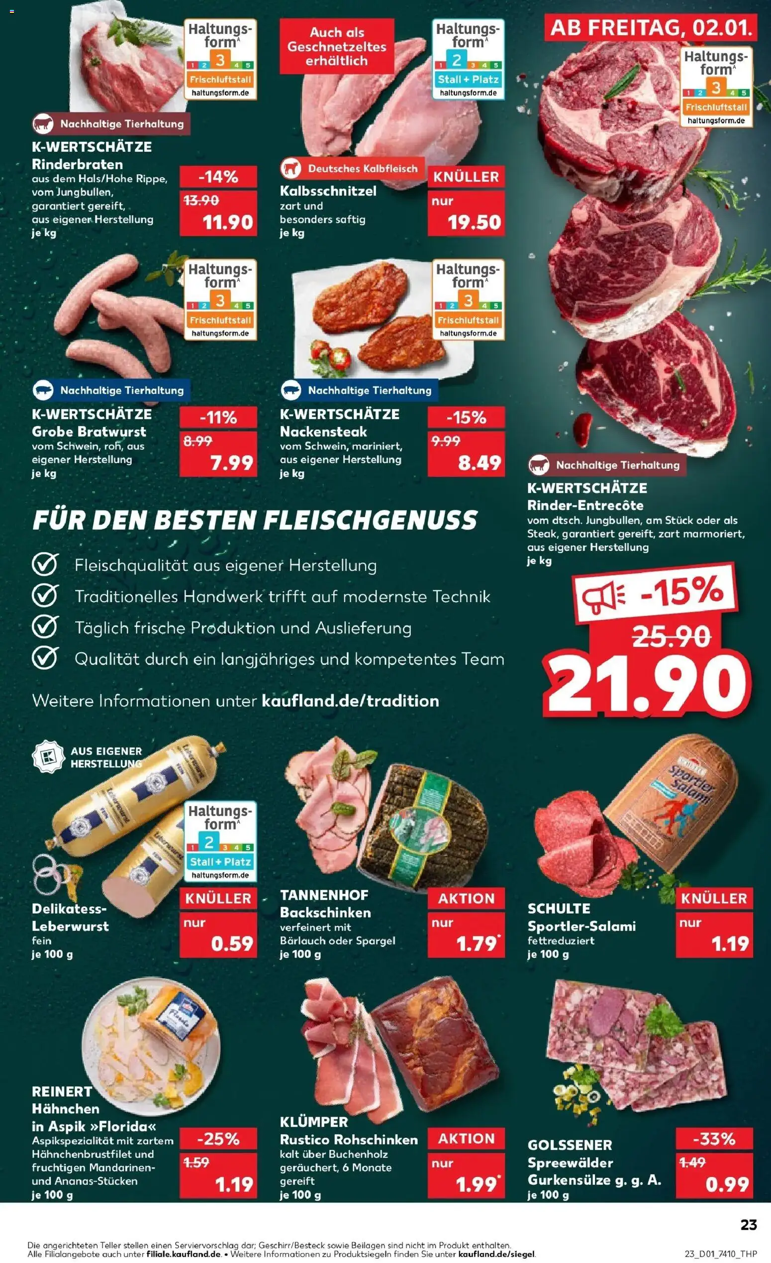 Kaufland prospekt Braunschweig	 – gültig ab 02.01.2026 | Seite: 23 | Produkte: Hahnchen, Mandarinen, Spargel, Salami