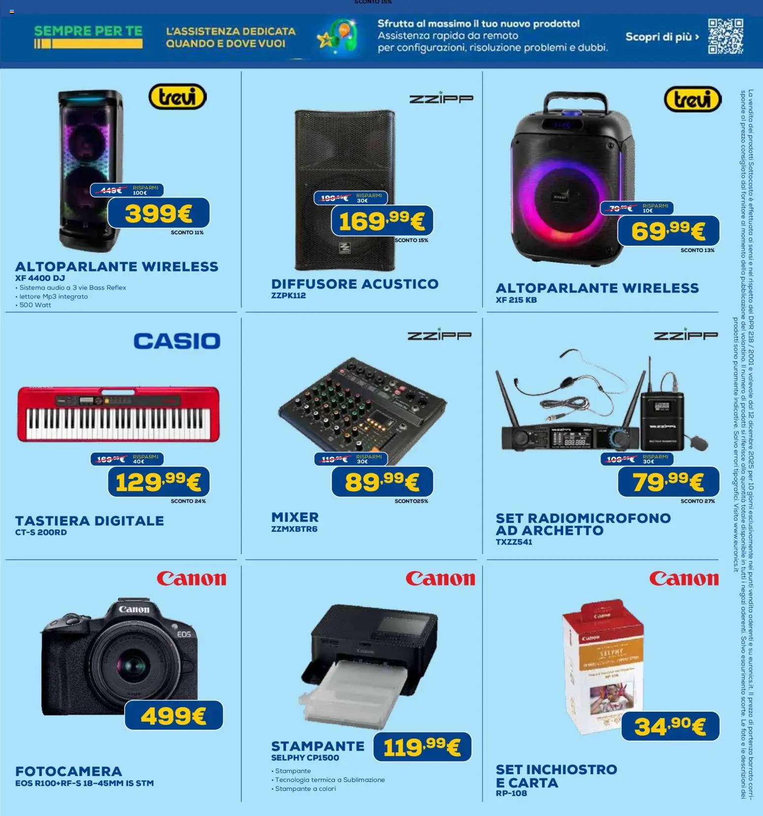 Volantino Euronics del 12.12.2025 | Pagina: 22 | Prodotti: Altoparlante, Tè, Stampante, Audio
