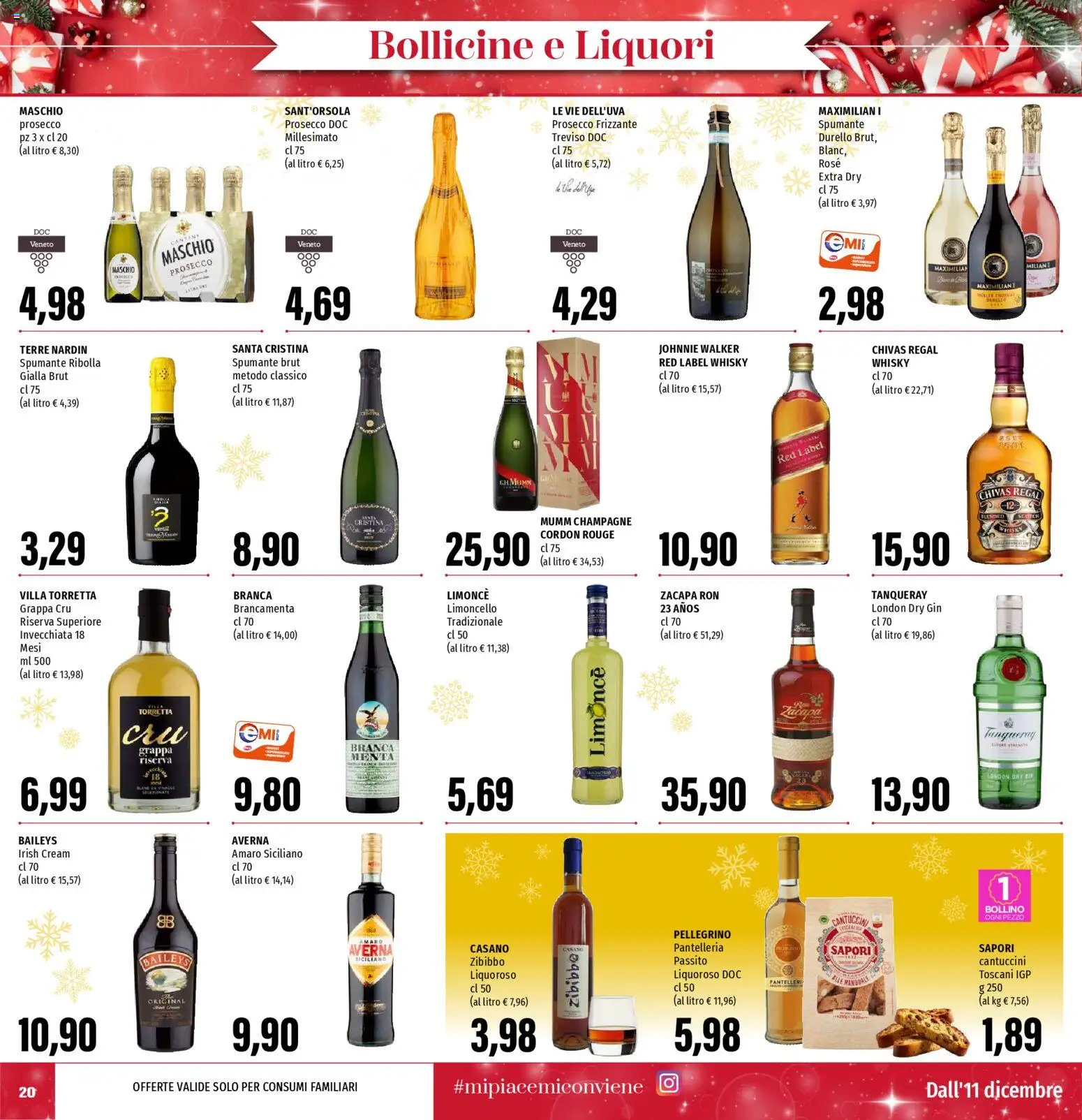 Volantino EMI del 11.12.2025 | Pagina: 20 | Prodotti: Prosecco, Spumante, Champagne, Limoncello