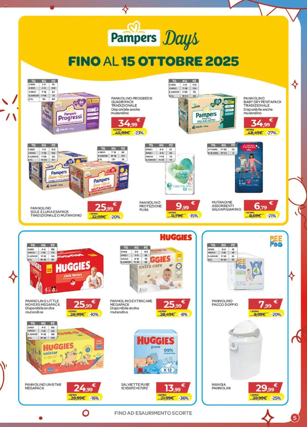 Volantino Bimbo store del 02.10.2025 | Pagina: 5 | Prodotti: Pannolini, Mutandine, The, Pampers