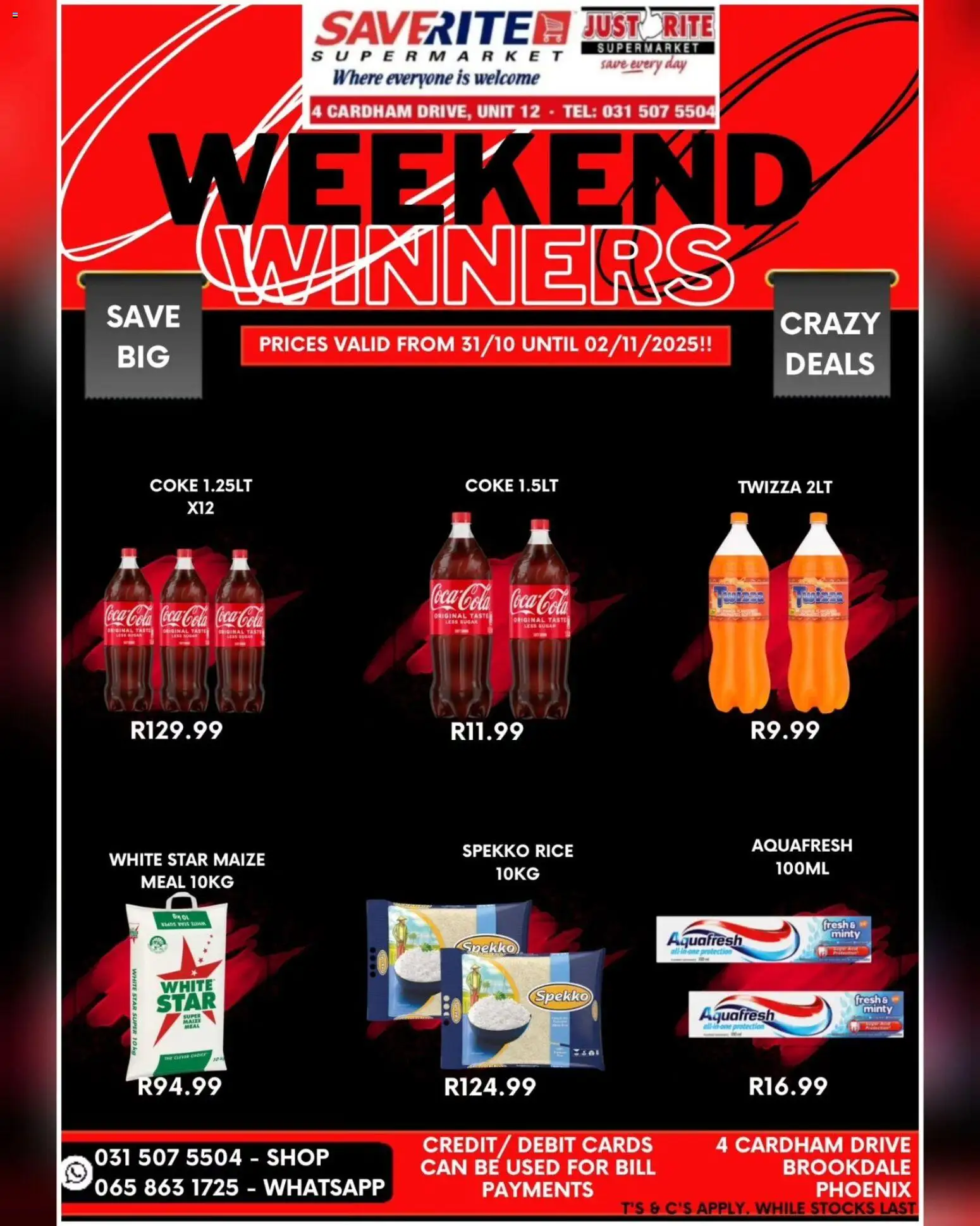 New Saverite catalogue – valid from 31.10.2025 | Page: 1 | Products: Coke, Rice, Sugar