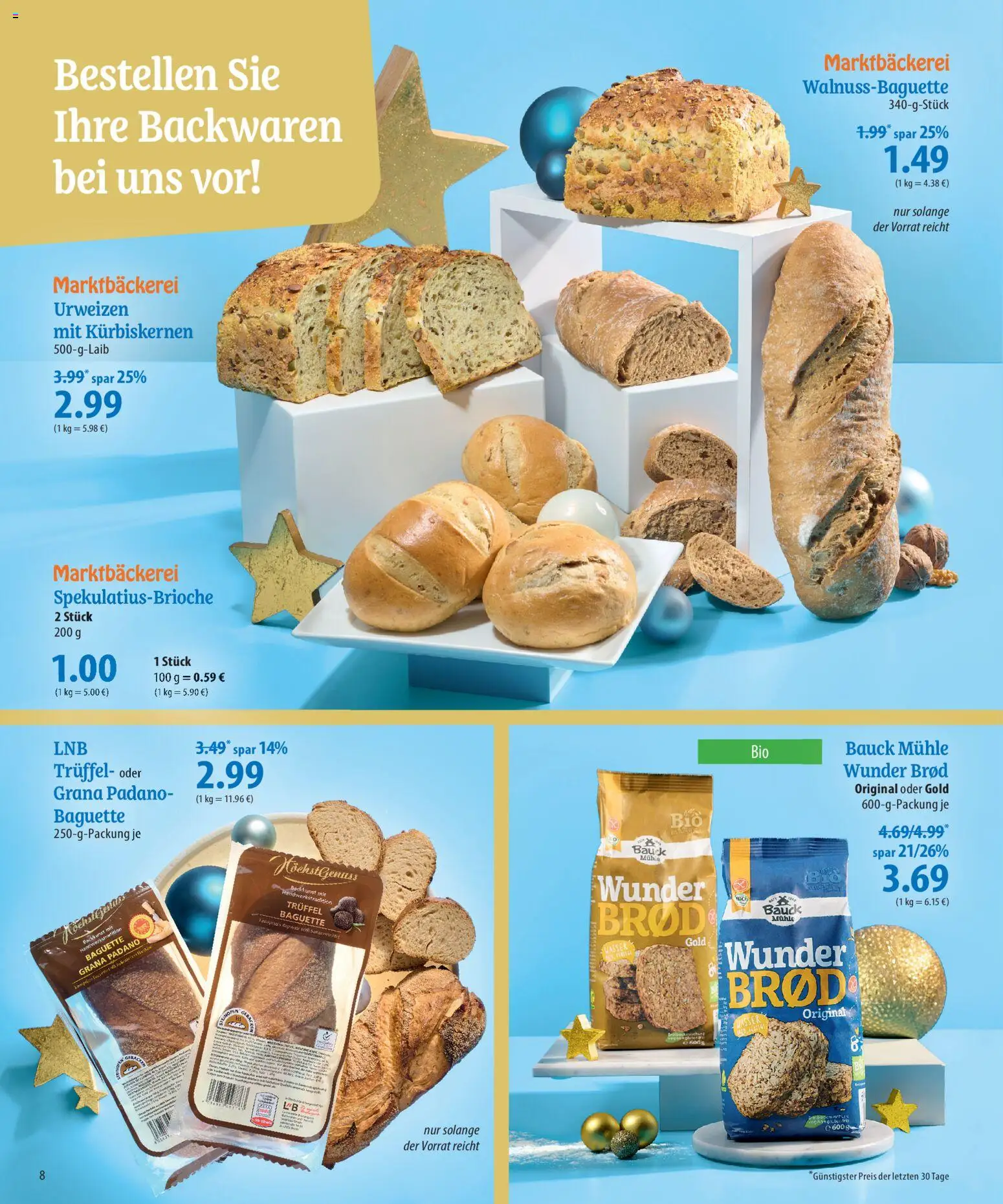 Famila Frohes Festessen – gültig ab 15.12.2025 | Seite: 8 | Produkte: Mühle, Baguette, Wasser
