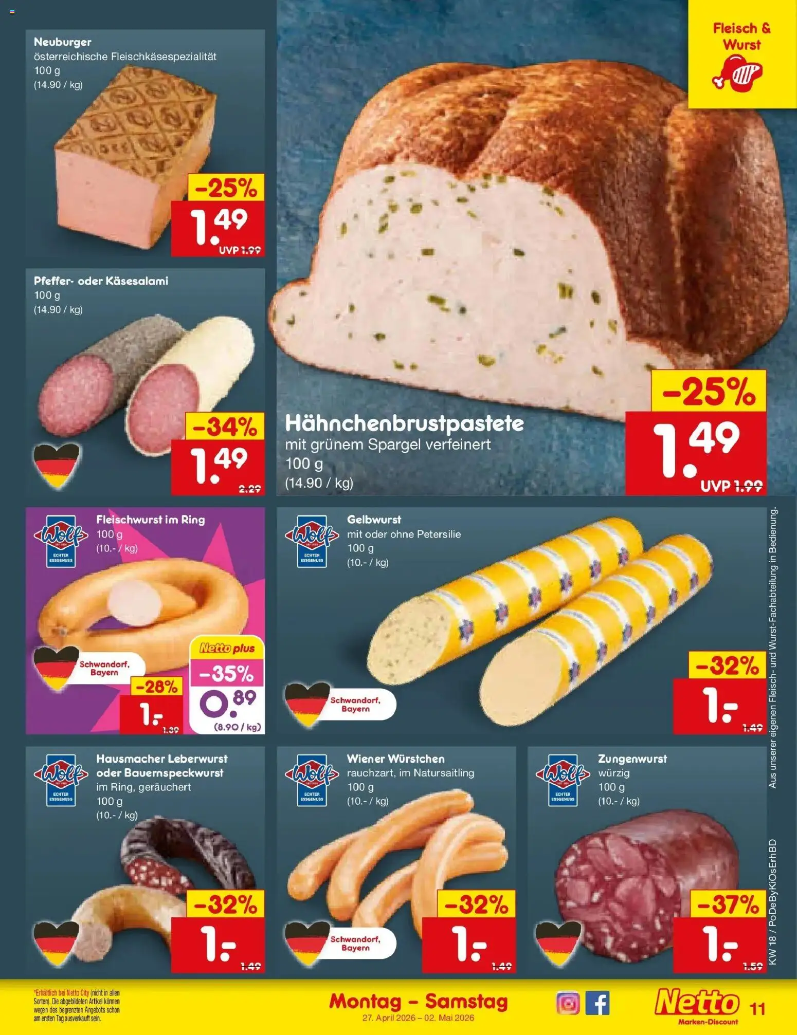 Netto Marken-Discount Prospekt Mistelbach	 – gültig ab 27.04.2026 | Seite: 13 | Produkte: Wiener wurstchen, Spargel, Petersilie, Fleisch
