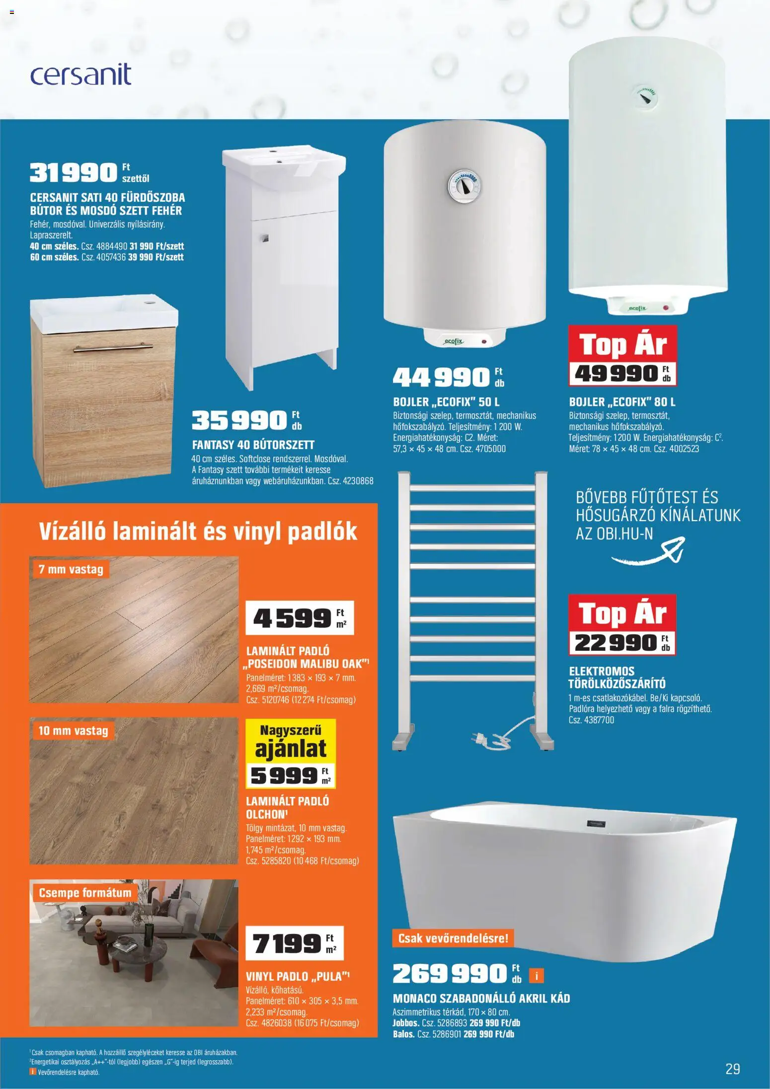 OBI akciós ujság - amely érvényes a következő dátumtól: 02.03.2026 | Oldal: 29 | Termékek: Bútor, Vinyl padló, Csempe, Fürdőszoba
