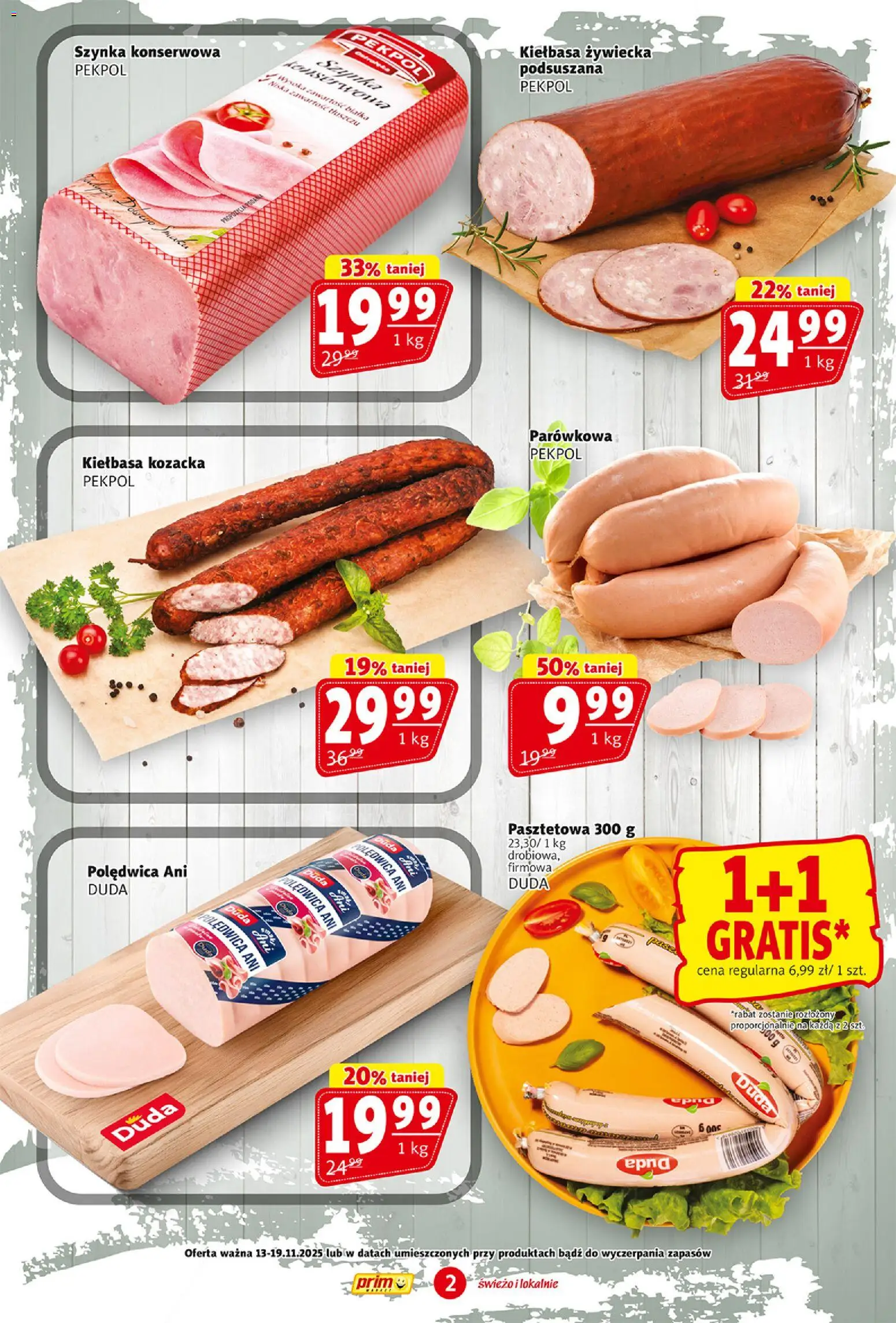 Prim Market Gazetka od 13.11.2025 | Strona: 2 | Produkty: Kiełbasa, Szynka