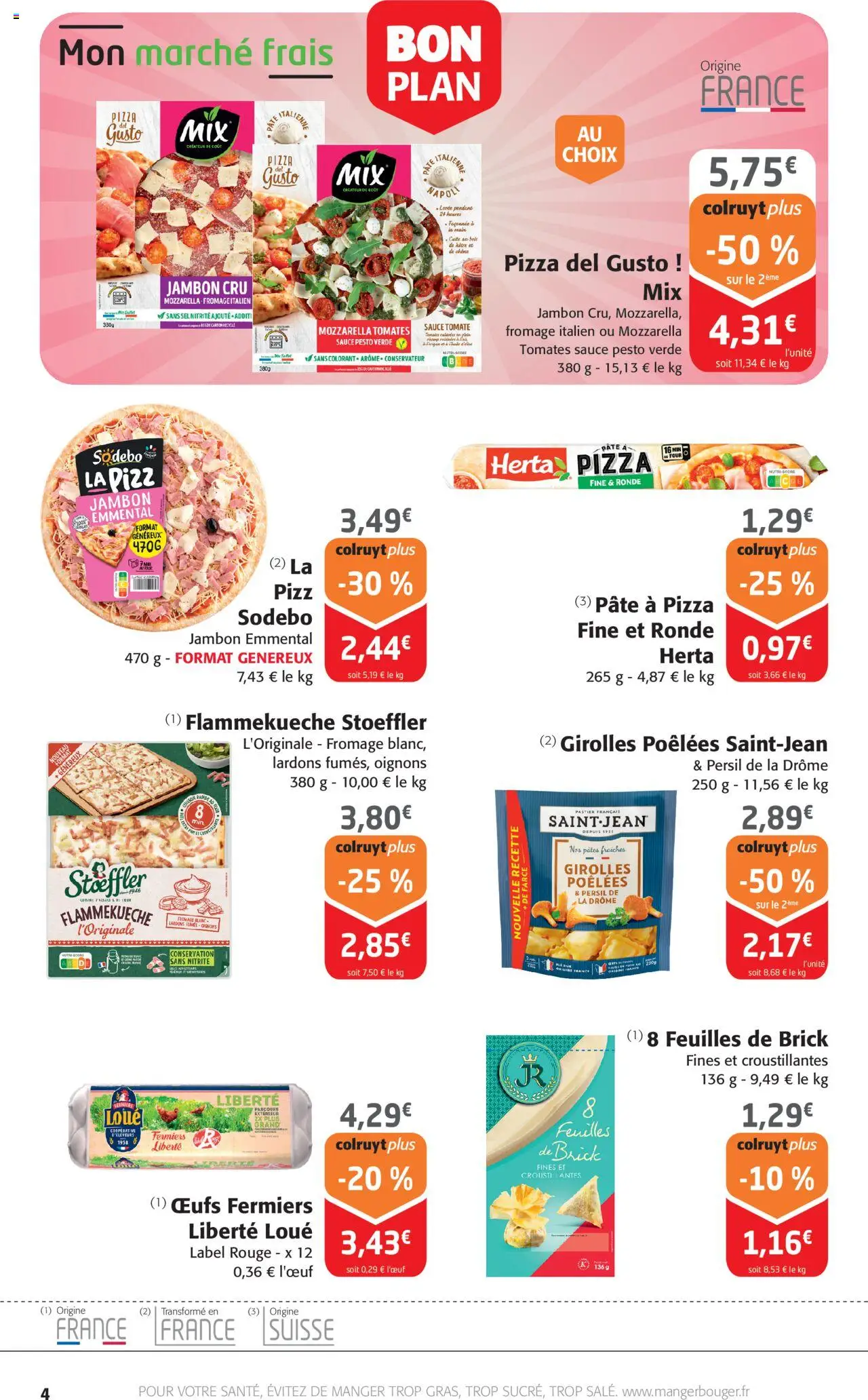  | Page: 4 | Produits: Persil, Emmental, Pâte à pizza, Jambon