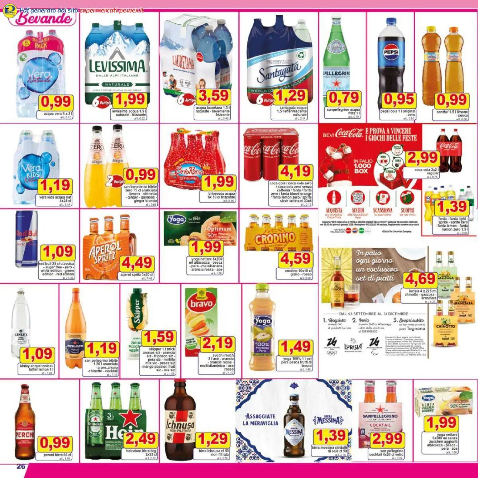 Volantino Pewex del 16.12.2025 | Pagina: 26 | Prodotti: Chinotto, Ananas, Arancia, Heineken