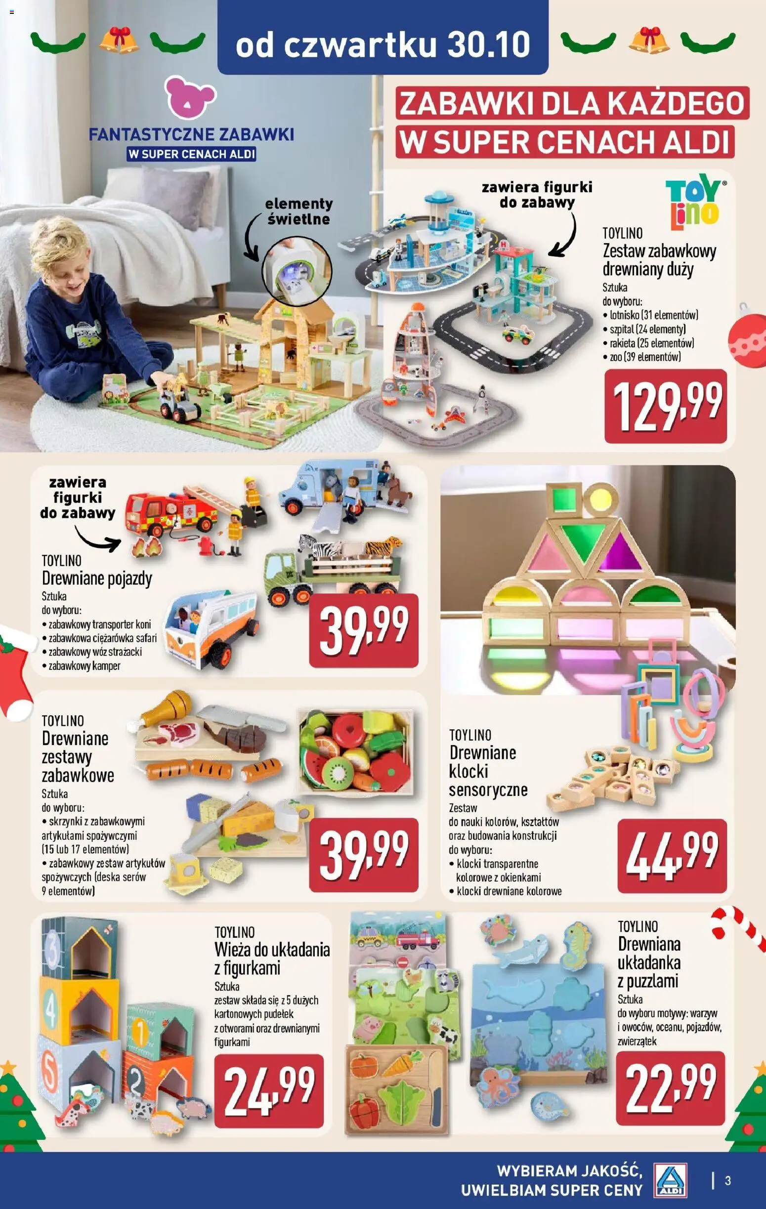 Aldi Gazetka - Super okazje od czwartku od 30.10.2025 | Strona: 3 | Produkty: Deska serów, Figurki, Klocki drewniane