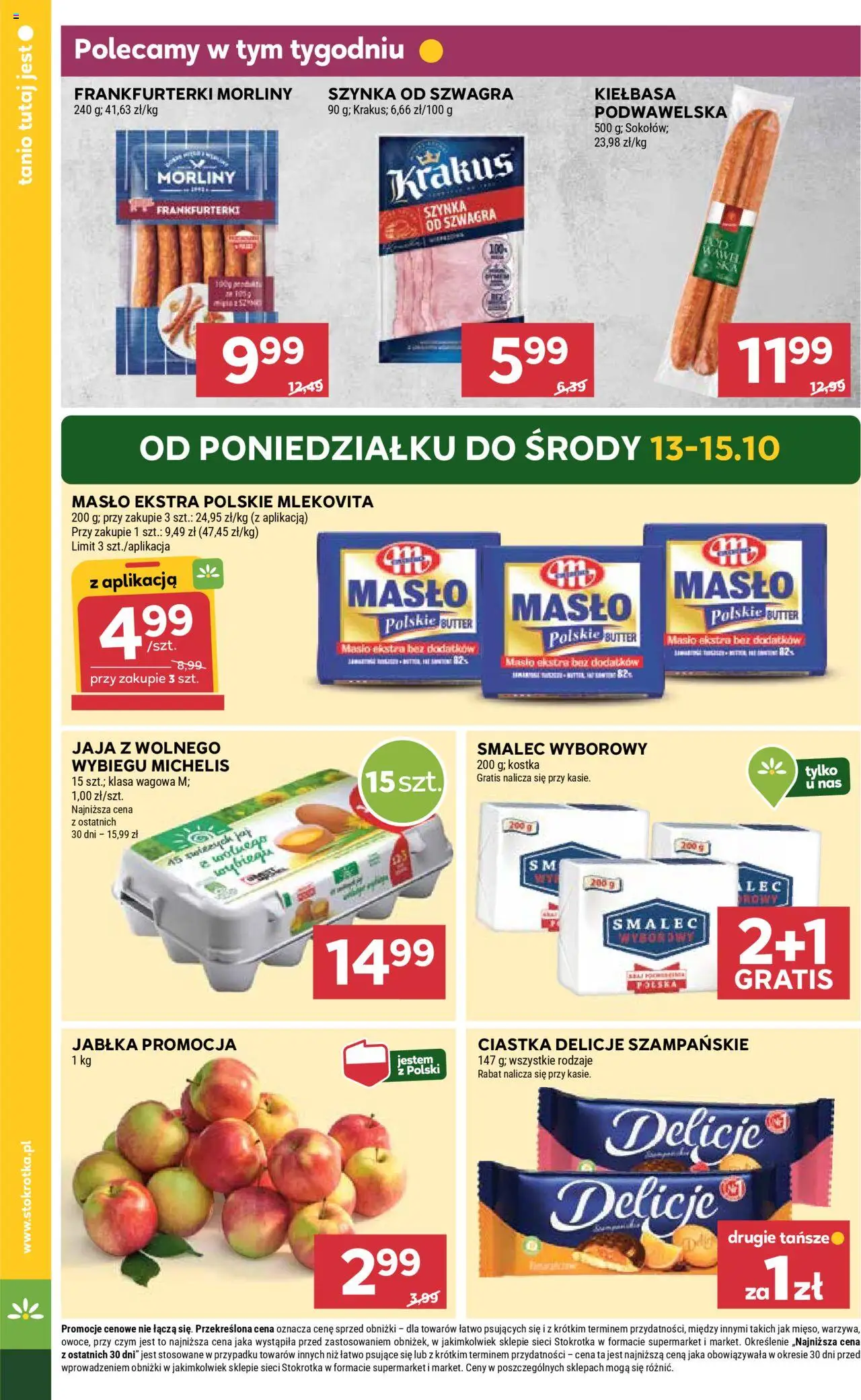 Stokrotka Gazetka - Market od 09.10.2025 | Strona: 4 | Produkty: Szynka, Masło, Jabłka, Ciastka