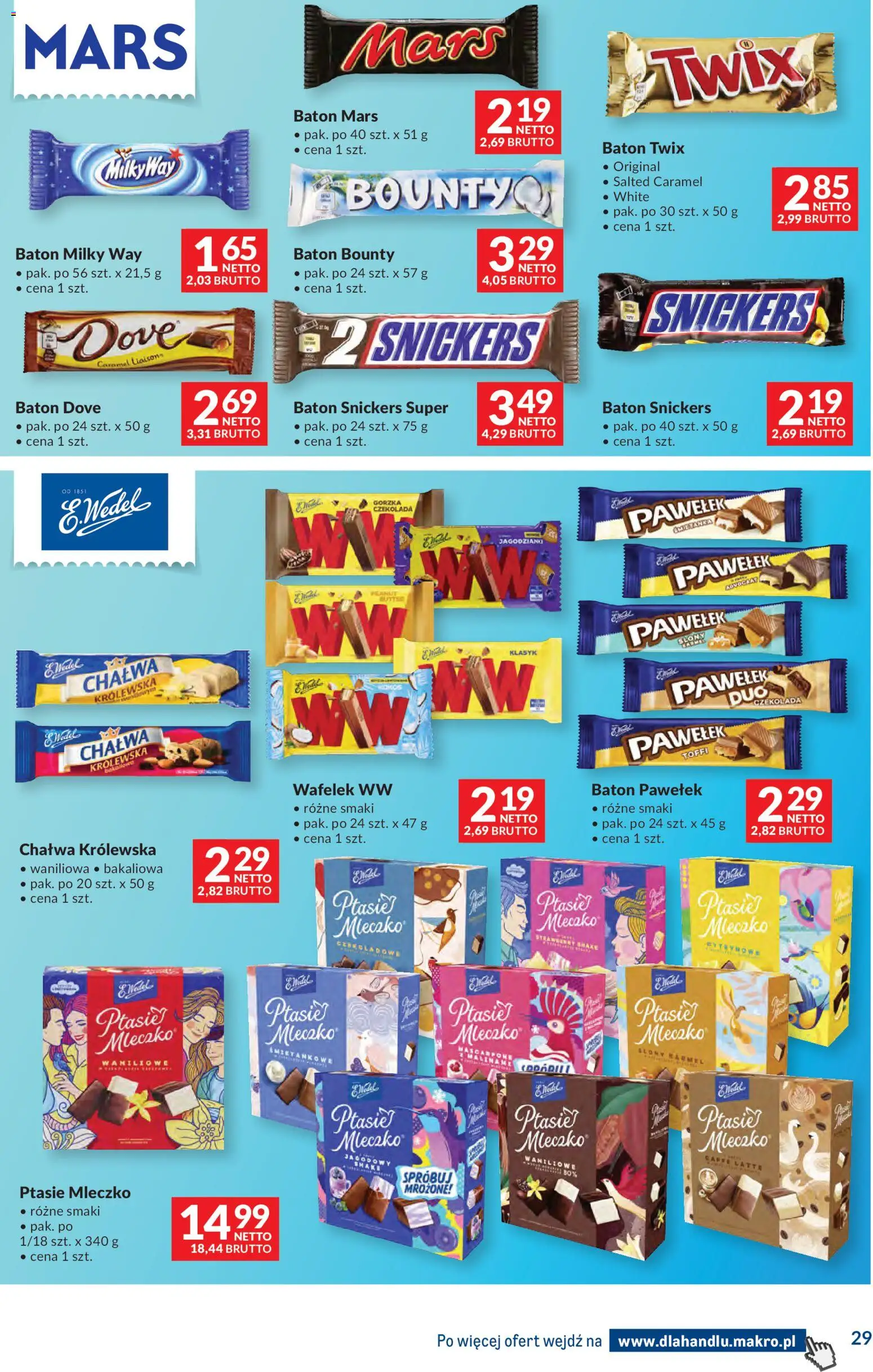 Makro Gazetka - Dystrybucja do sklepów od 09.12.2025 | Strona: 29 | Produkty: Mascarpone, Baton, Ptasie mleczko, Czekolada