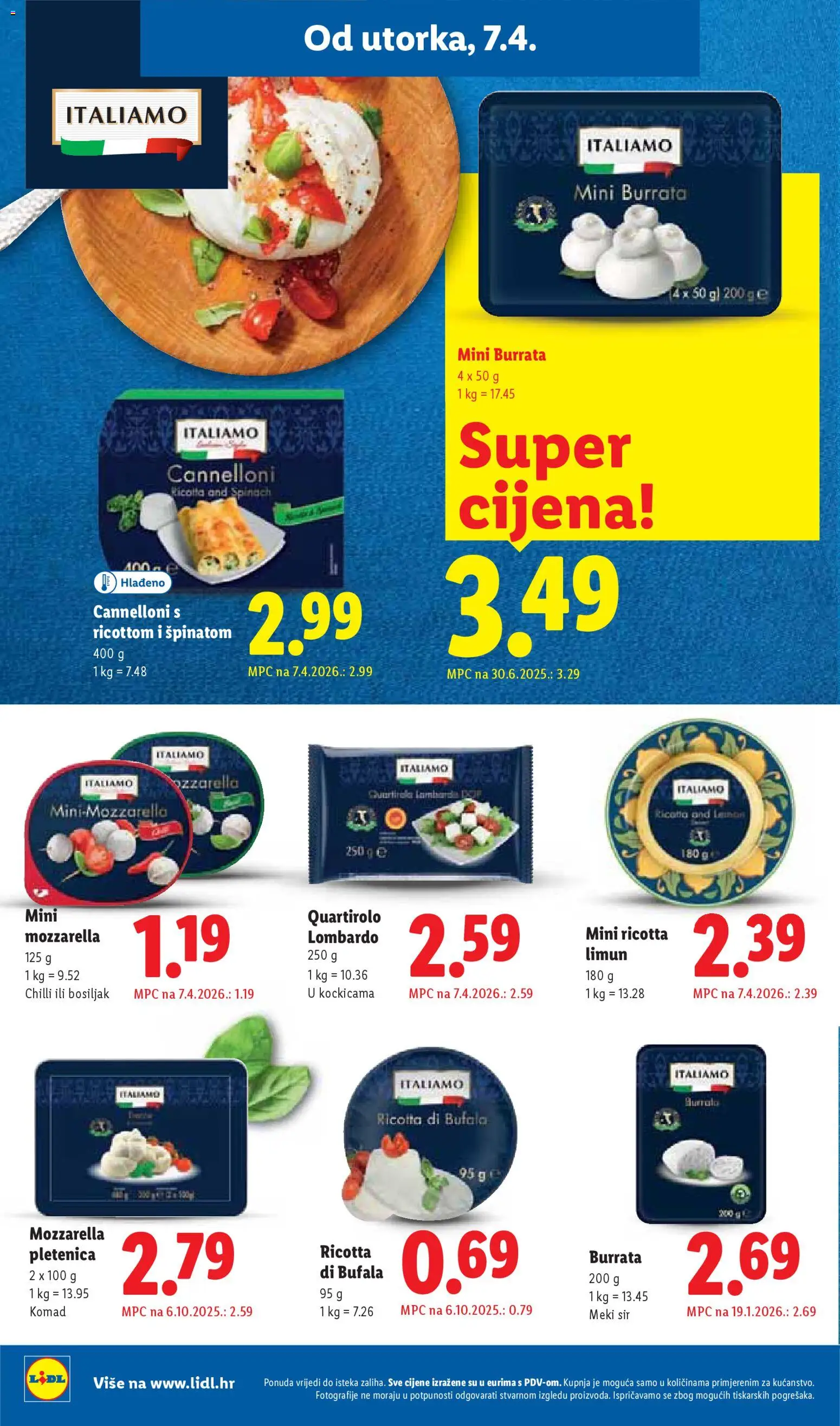 Lidl katalog | vrijedi od 07.04.2026 | Stranica: 12 | Proizvodi: Mozzarella, Sir, Limun, Bosiljak