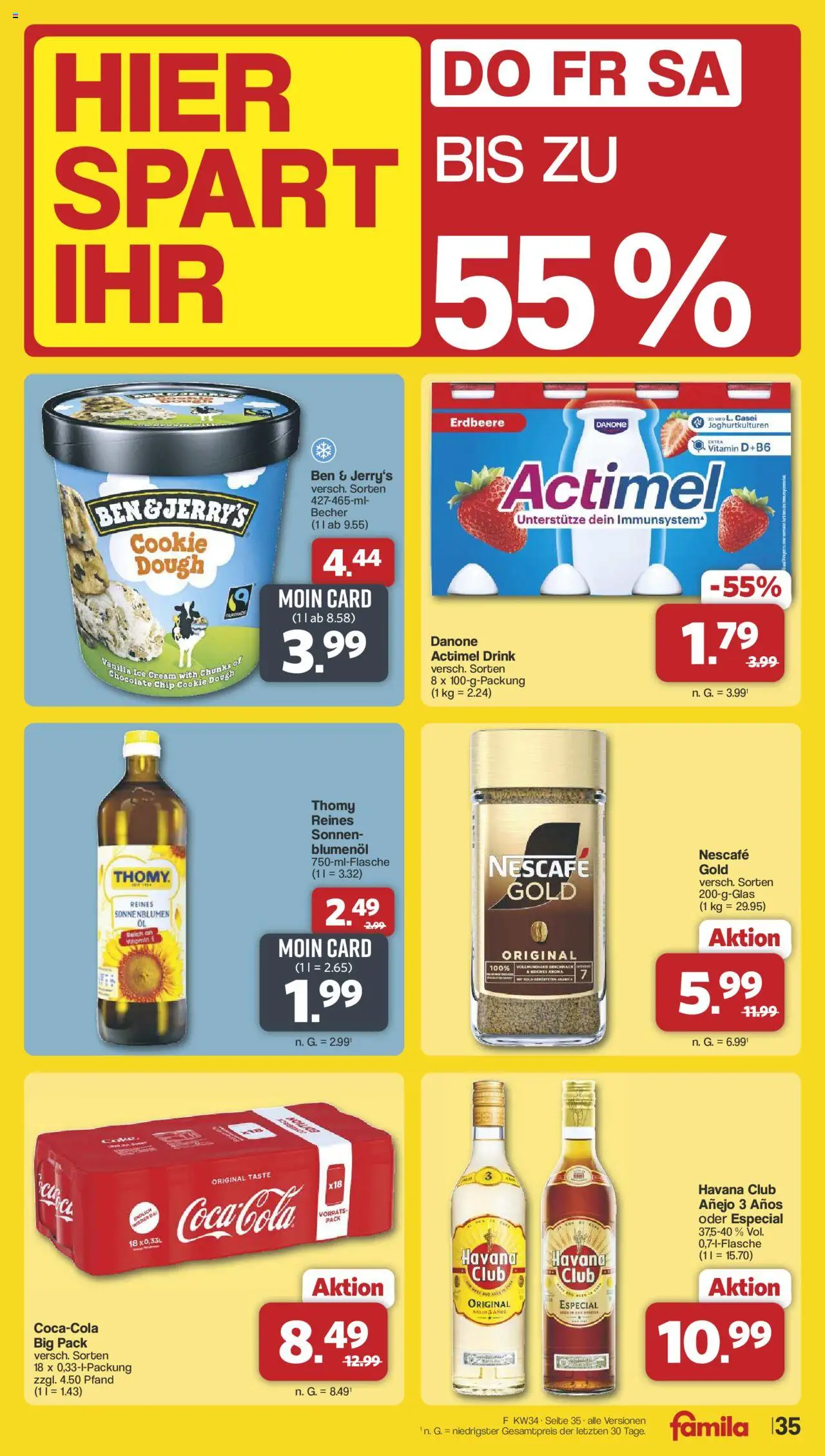 Famila Nordwest Prospekt 	 - gültig ab dem 18.08.2025 | Seite: 40 | Produkte: Havana club, Nescafe, Actimel, Ben & Jerry's