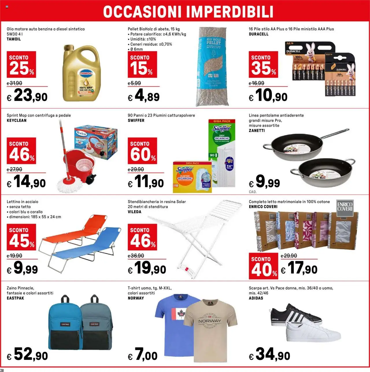 Volantino Iper del 01.08.2025 | Pagina: 38 | Prodotti: Pellet, Centrifuga, Letto matrimoniale, Zaino