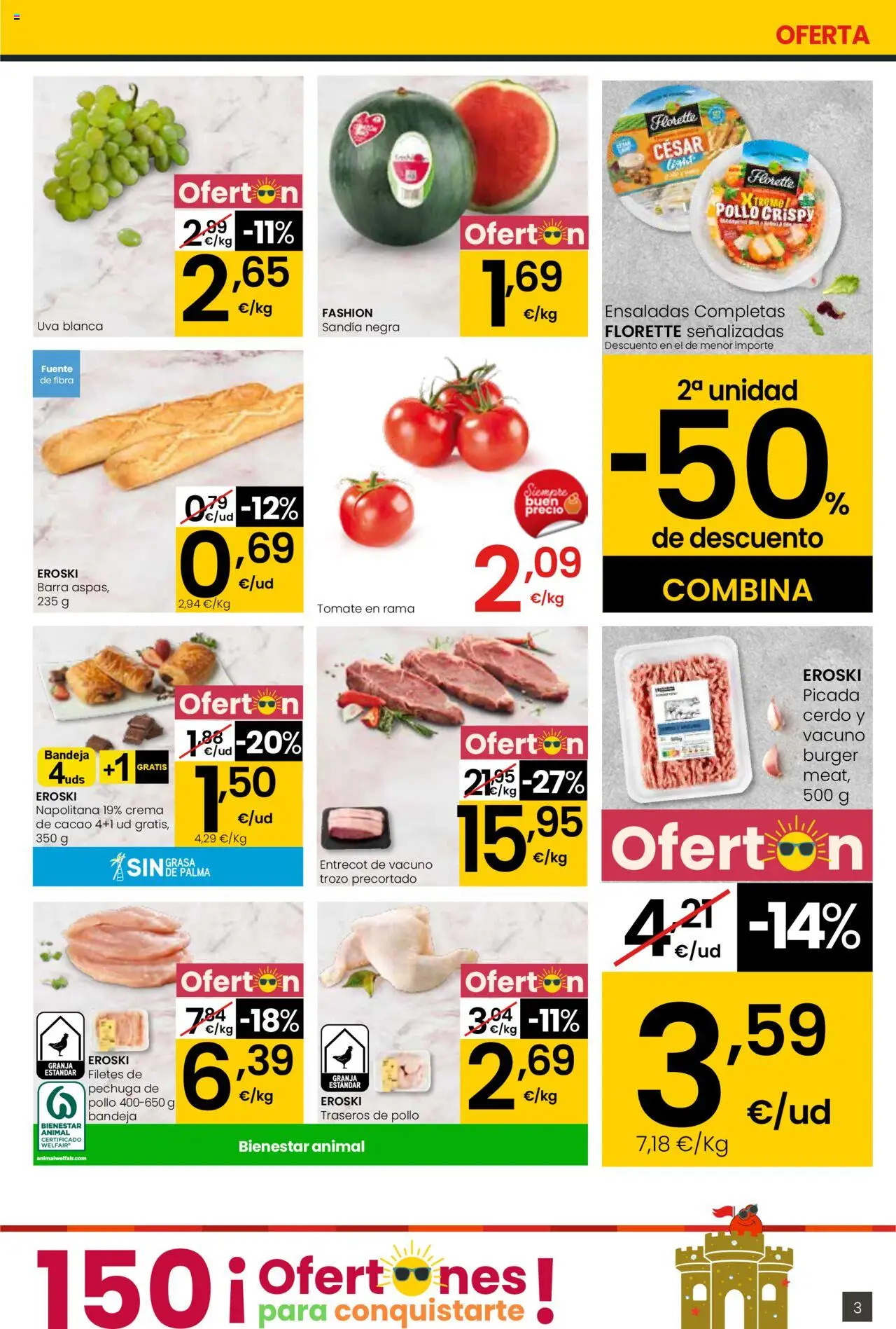 Eroski - Para conquistarte City │ válido desde el 14.08.2025 | Página: 3 | Productos: Cerdo, Crema, Sandía, Φρυγανιές σικάλεως