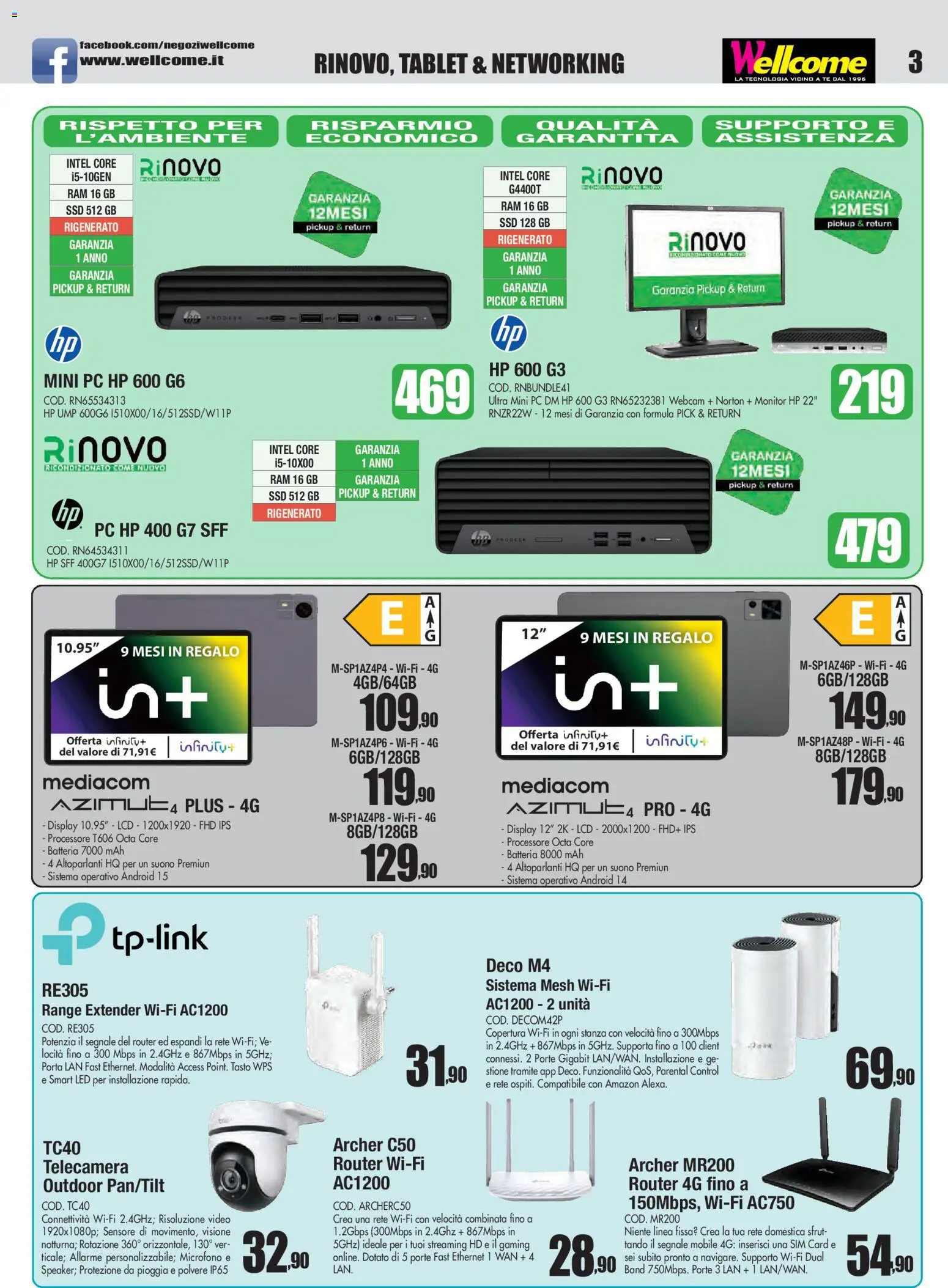 Volantino Wellcome del 06.11.2025 | Pagina: 3 | Prodotti: Router, Monitor, Tablet, Video