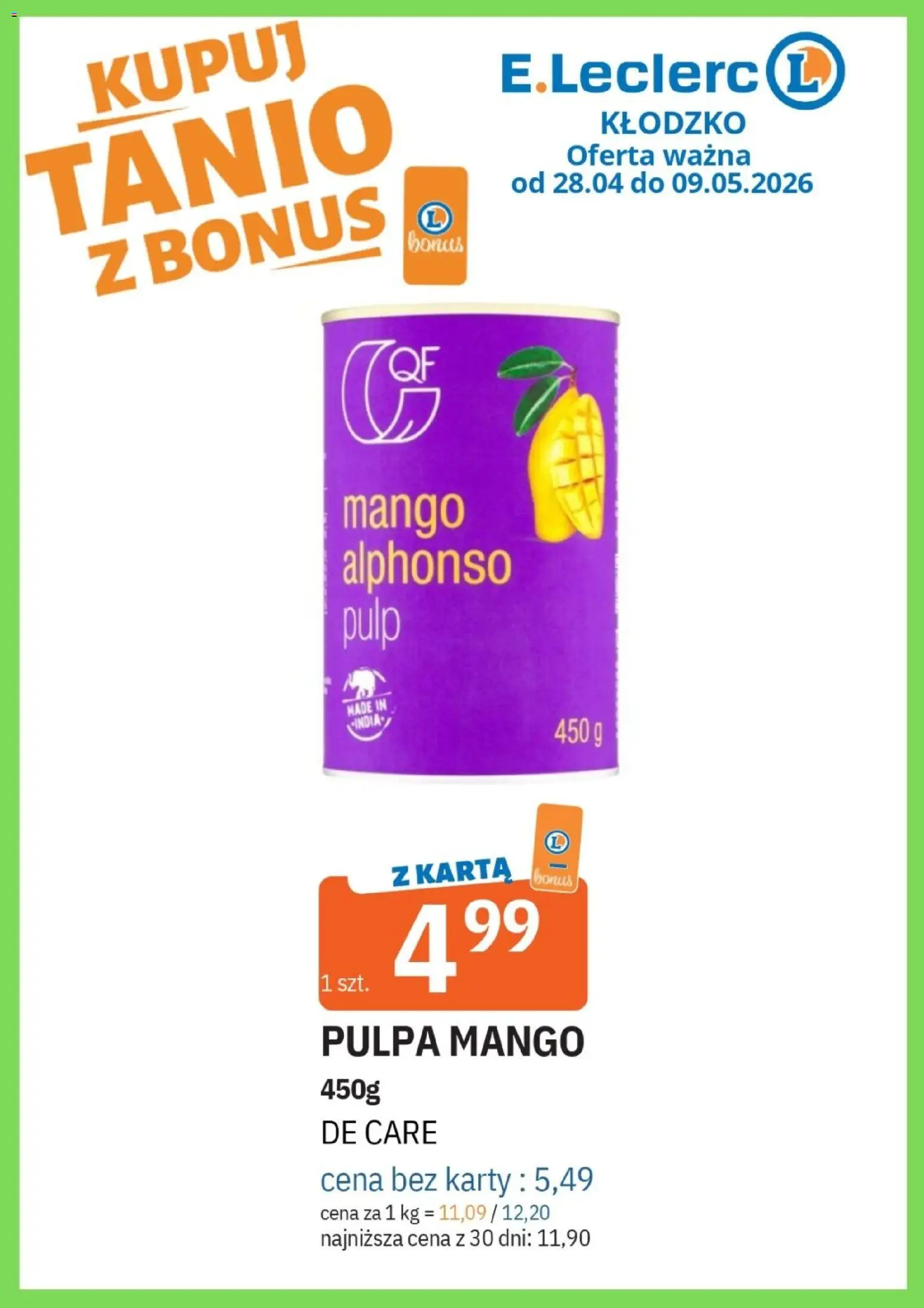 E.Leclerc gazetka - Kłodzko od 28.04.2026 | Strona: 34 | Produkty: Mango, Karta, Pulpa mango