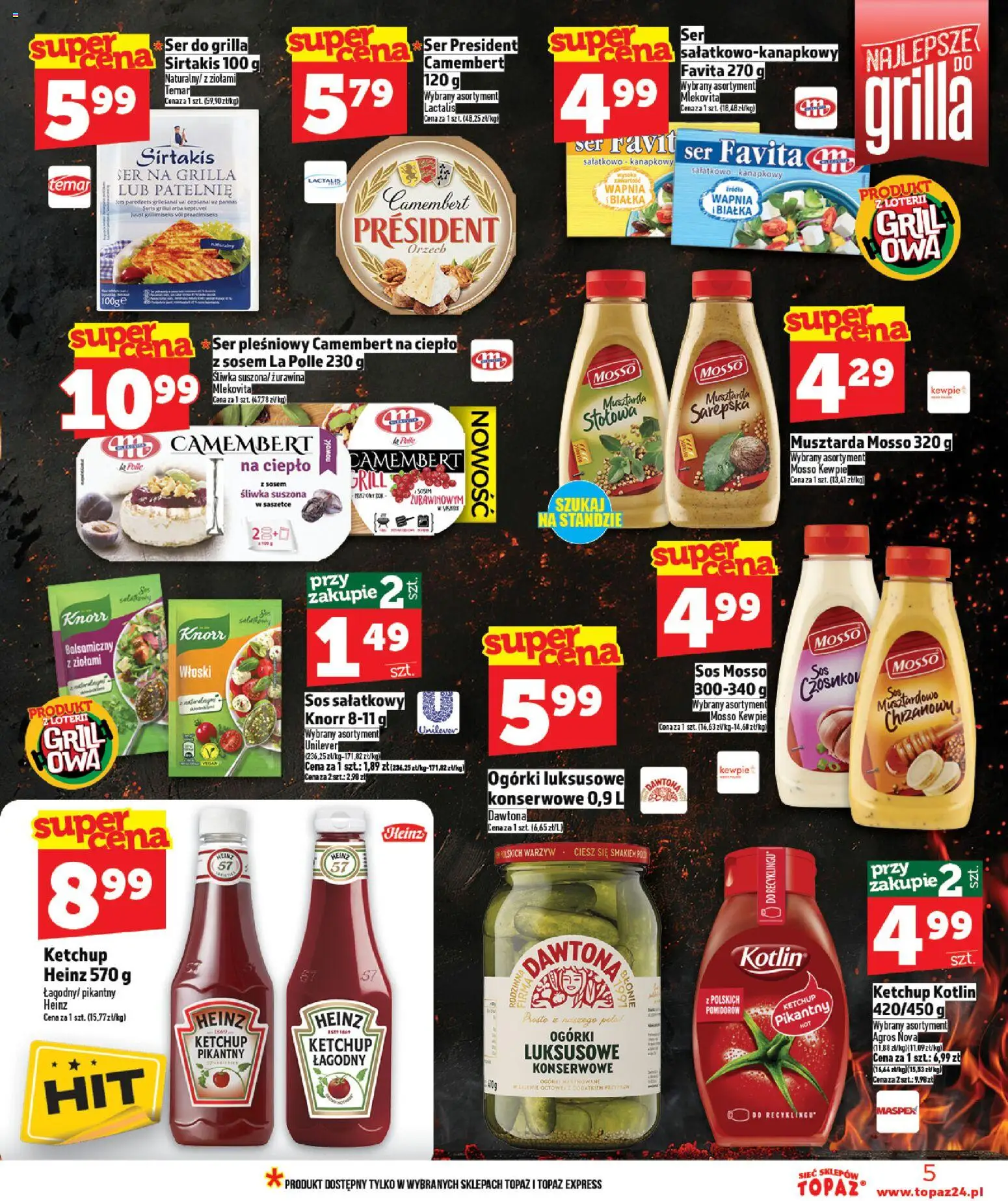 Topaz gazetka - MAZ od 30.04.2026 | Strona: 5 | Produkty: Ser pleśniowy, Ser favita, Żurawina, Ogórki