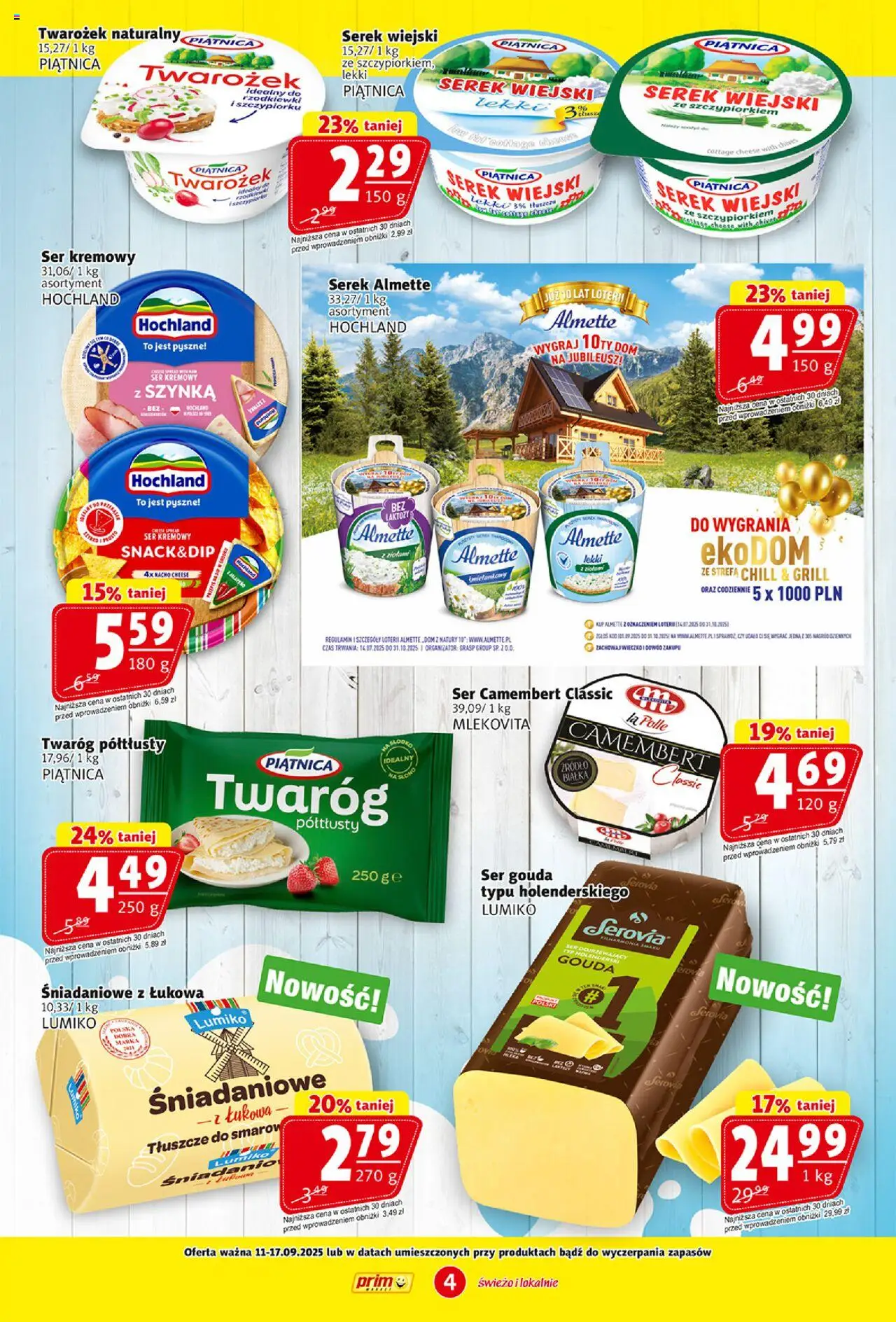Prim Market Gazetka od 11.09.2025 | Strona: 4 | Produkty: Twaróg półtłusty, Serek, Grill, Twaróg