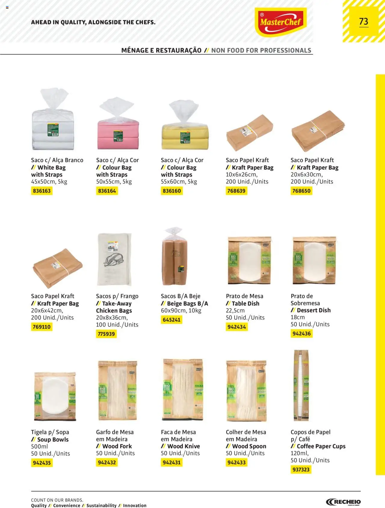 Recheio AS NOSSAS MARCAS │ válido de 19.12.2023 | Página: 73 | Produtos: Copos, Faca, Frango, Mesa