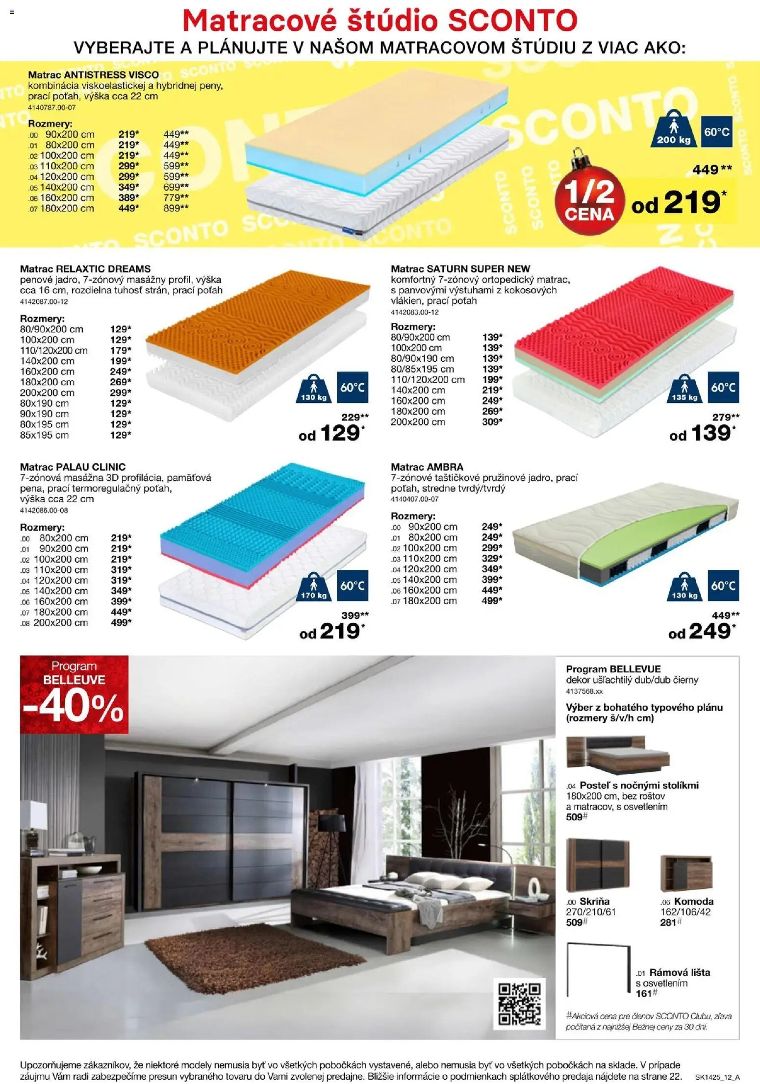 Nové Sconto nábytok akcie – leták je platný od 05.11.2025 | Strana: 12 | Produkty: Matrac, Skriňa, Komoda