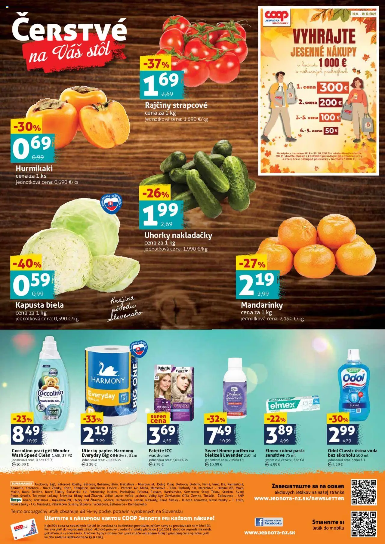 Nové COOP Jednota akcie – leták je platný od 03.10.2025 | Strana: 4 | Produkty: Stôl, Kapusta biela, Voda