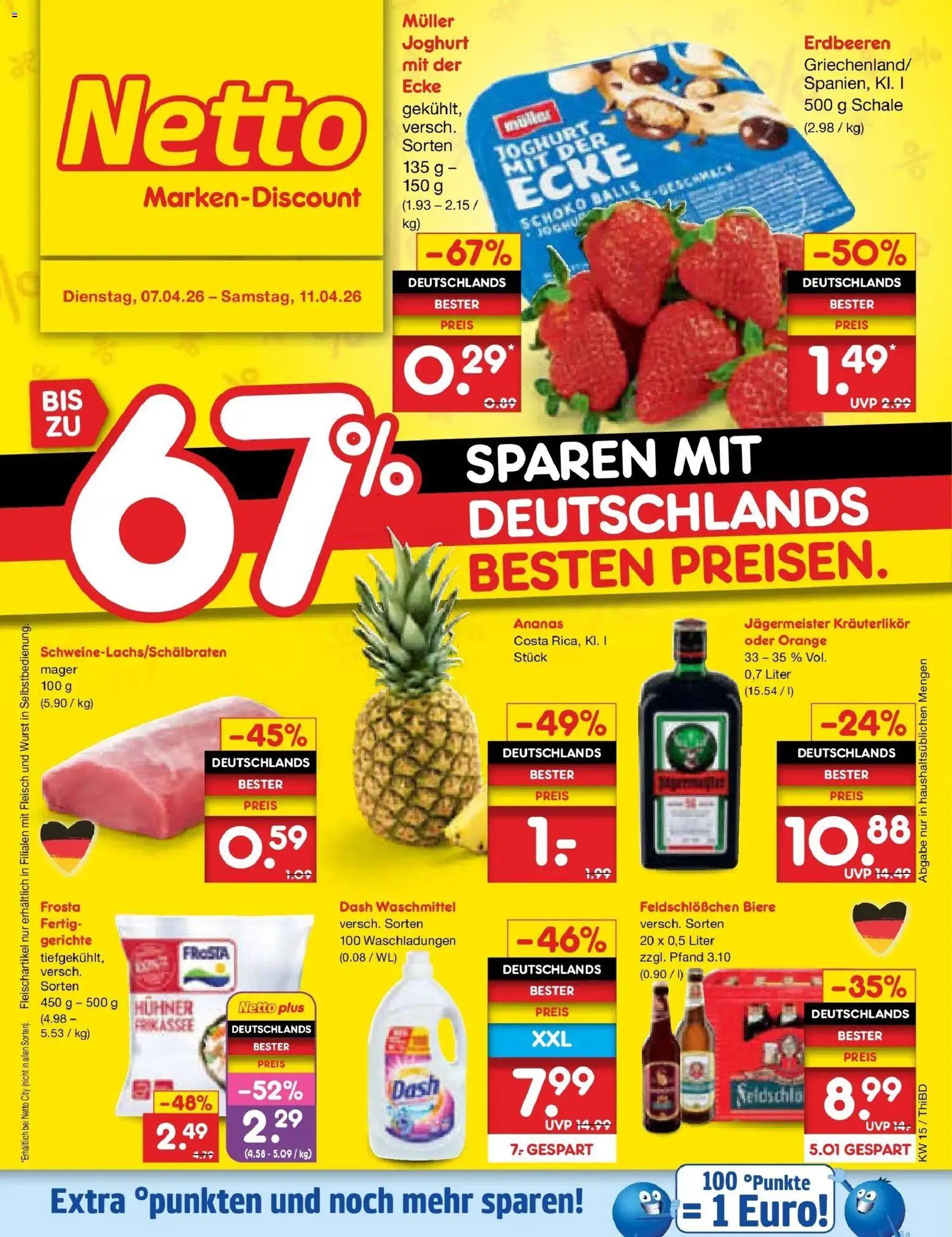 Netto Marken-Discount Prospekt Thiendorf	 – gültig ab 05.04.2026 | Seite: 1 | Produkte: Ananas, Jägermeister, Waschmittel, Erdbeeren