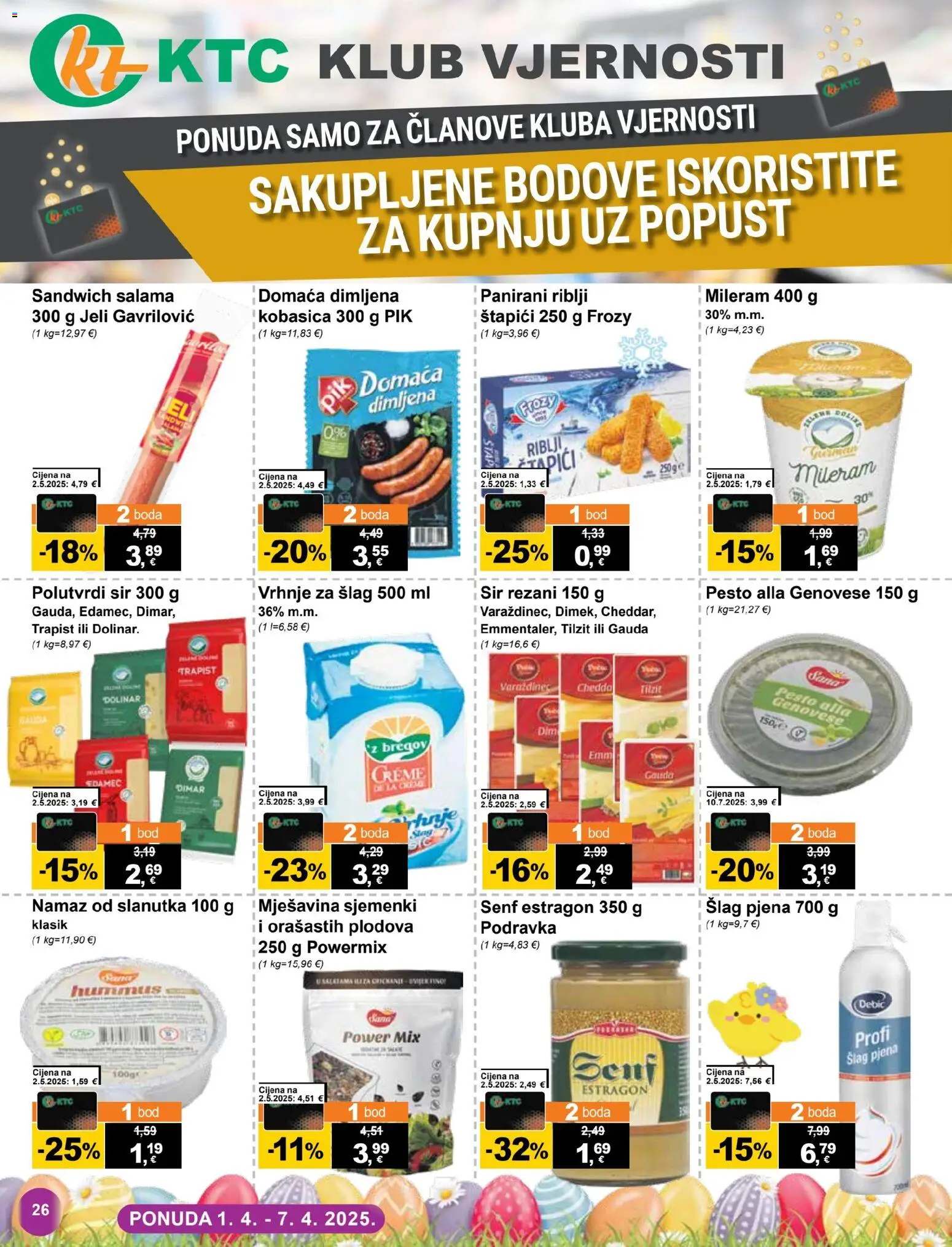 KTC katalog | vrijedi od 01.04.2026 | Stranica: 26 | Proizvodi: Gauda, Salama, Podravka, Kobasica