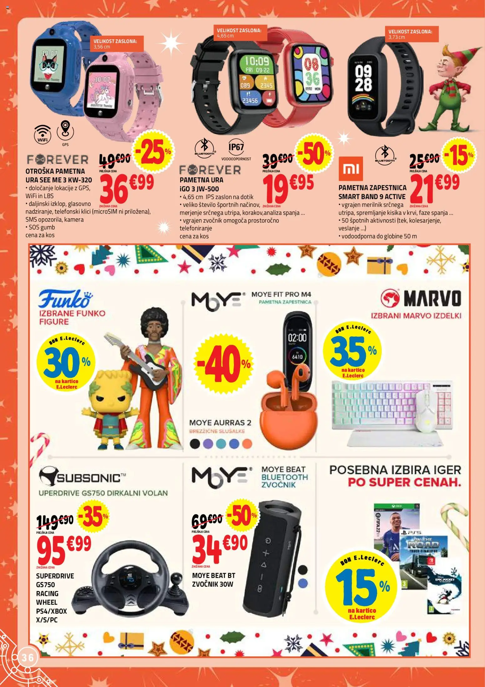 Novi E.leclerc katalog ponudbe – veljaven od 04.11.2025 | Stran: 36 | Izdelki: Ura, Zvocnik, Zapestnica, Pametna ura