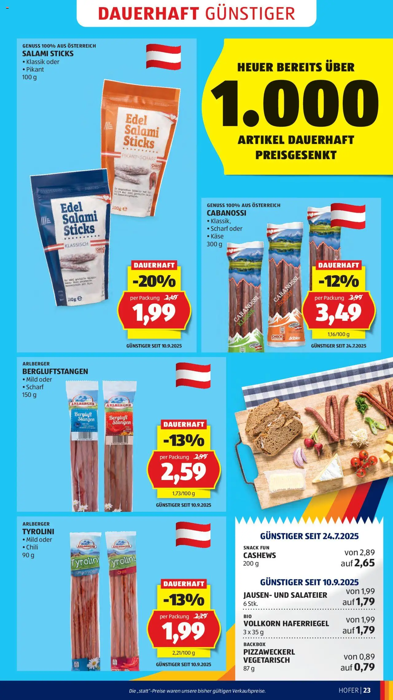 Hofer Flugblatt gültig ab 19.09.2025 | Seite: 25 | Produkte: Chili, Käse, Salami