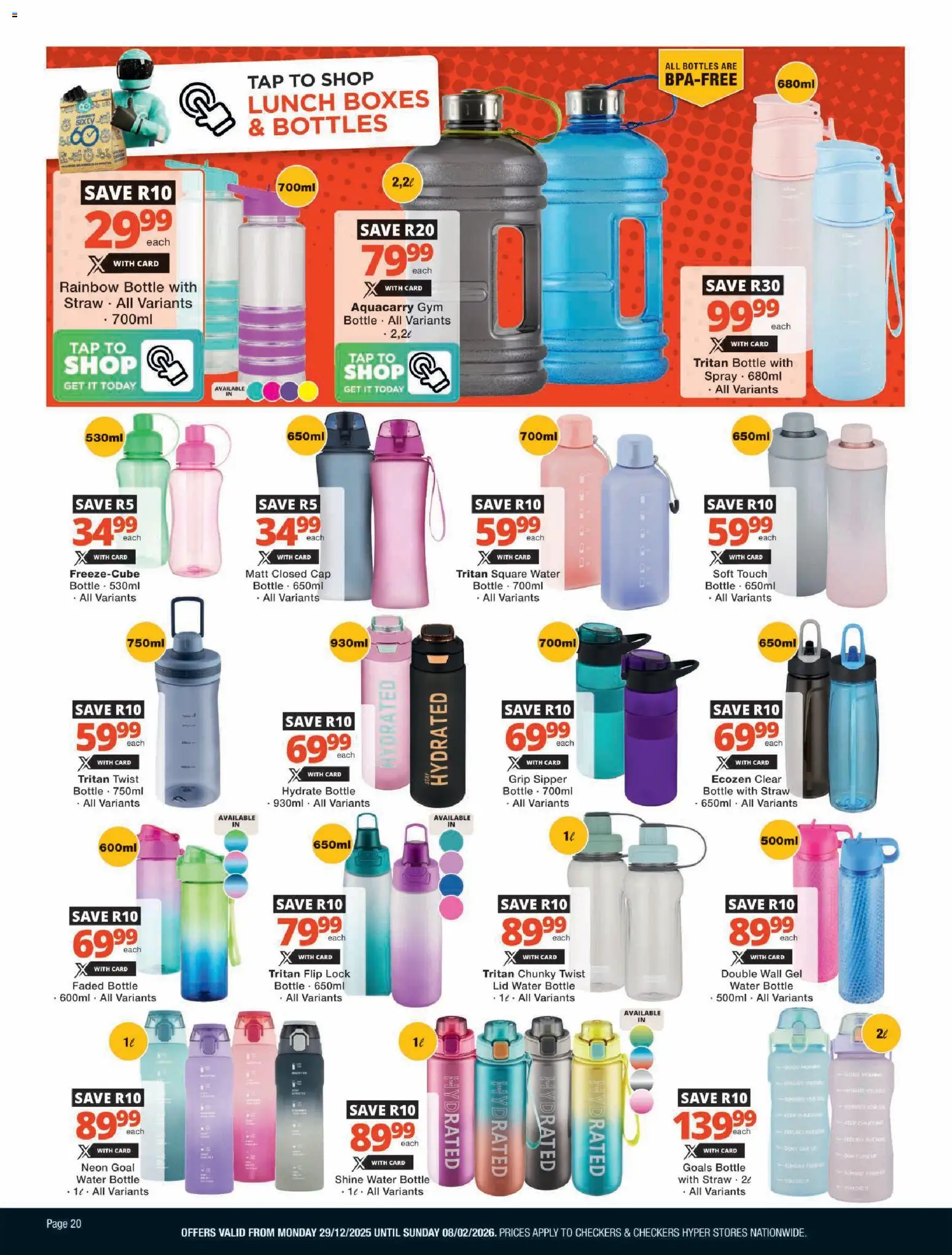 New Checkers catalogue – valid from 29.12.2025 | Page: 20 | Products: Cap, Lock, Tap, Water