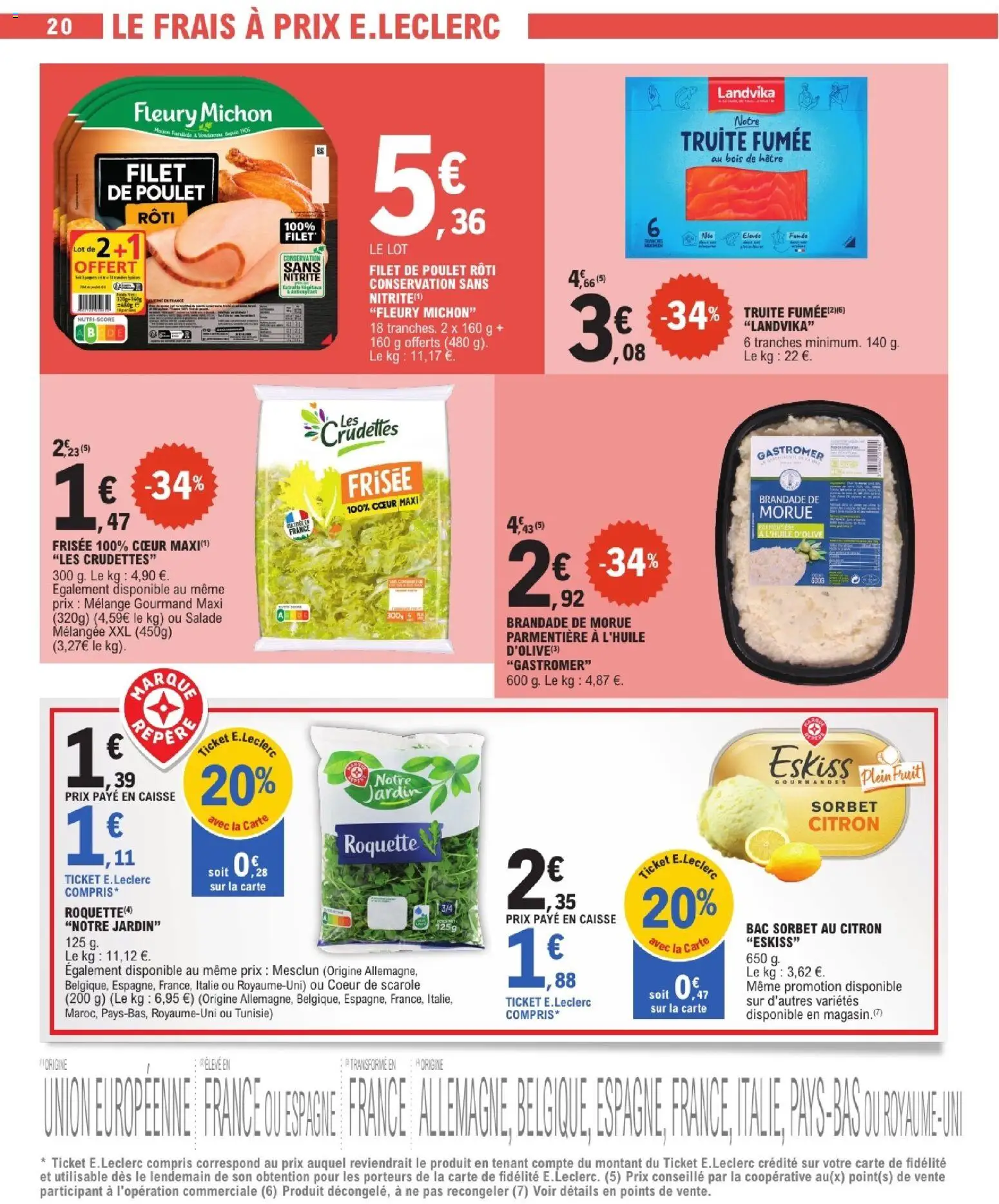 {H1} | Page: 20 | Produits: Salade, Citron, Truite fumée, Roquette