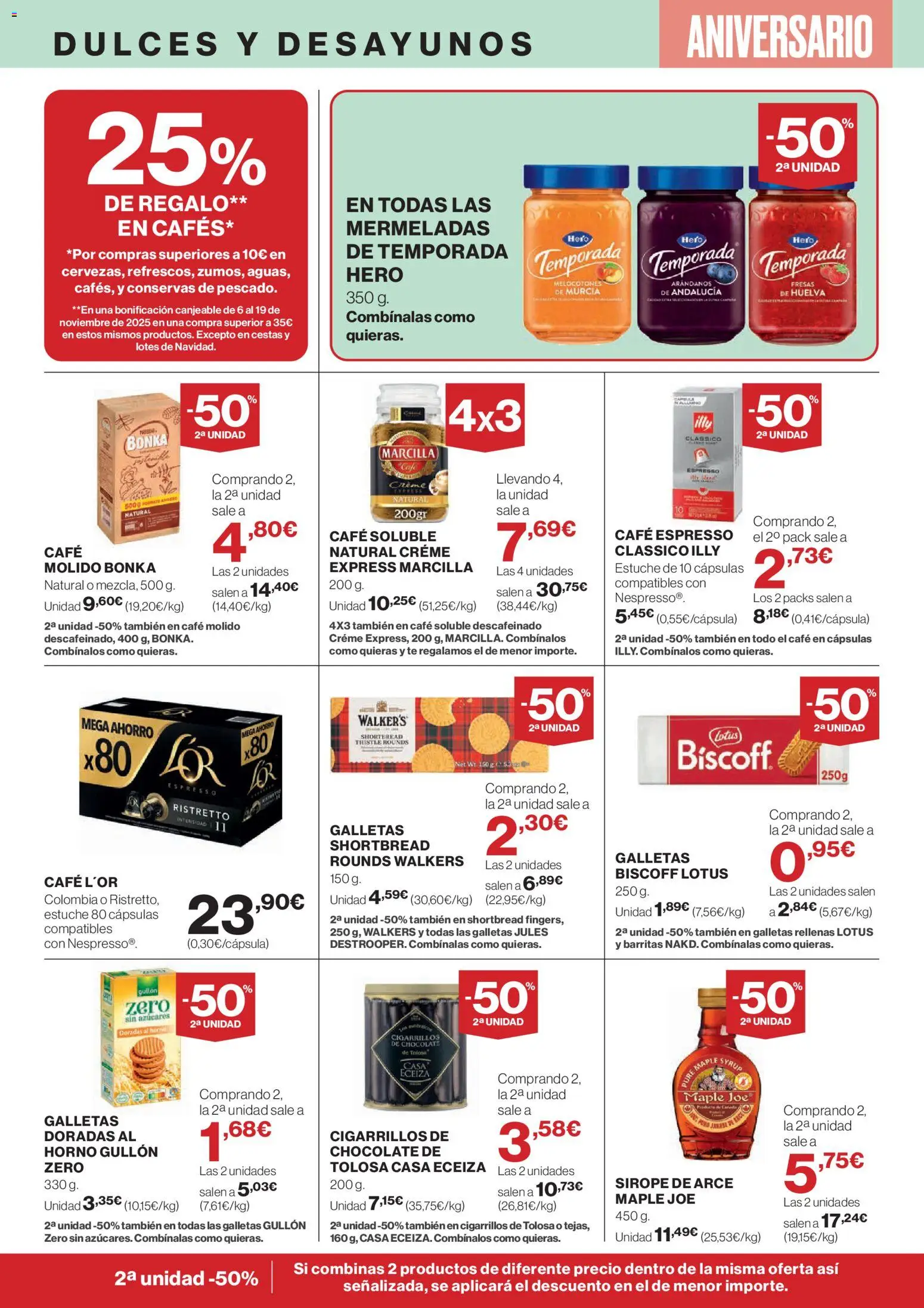 Hipercor catálogo │ válido desde el 23.10.2025 | Página: 20 | Productos: Chocolate, Café molido, Fresas, Galletas rellenas