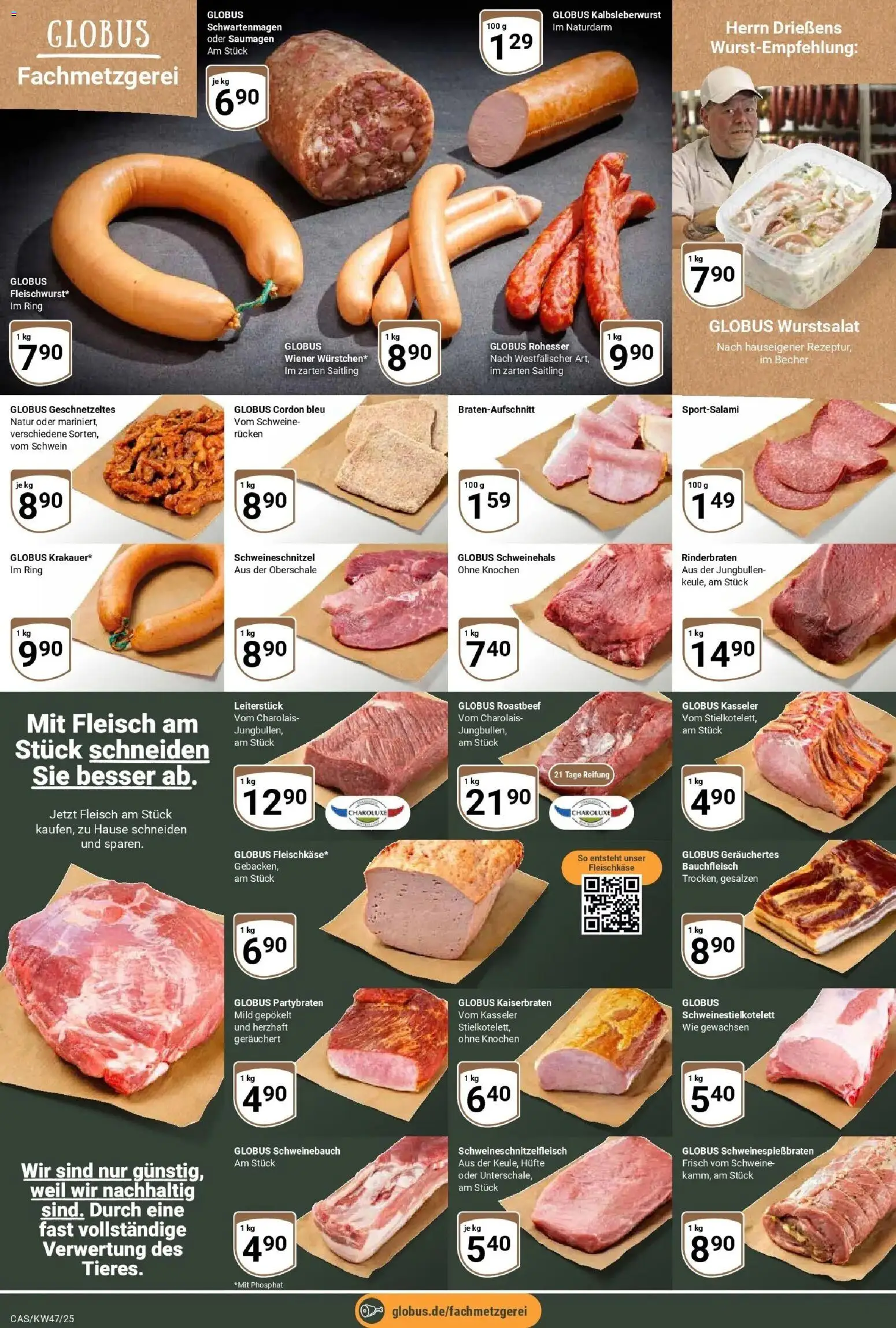 Globus prospekt Castrop-Rauxel	 – gültig ab 17.11.2025 | Seite: 6 | Produkte: Rinderbraten, Schweinebauch, Roastbeef, Fleisch