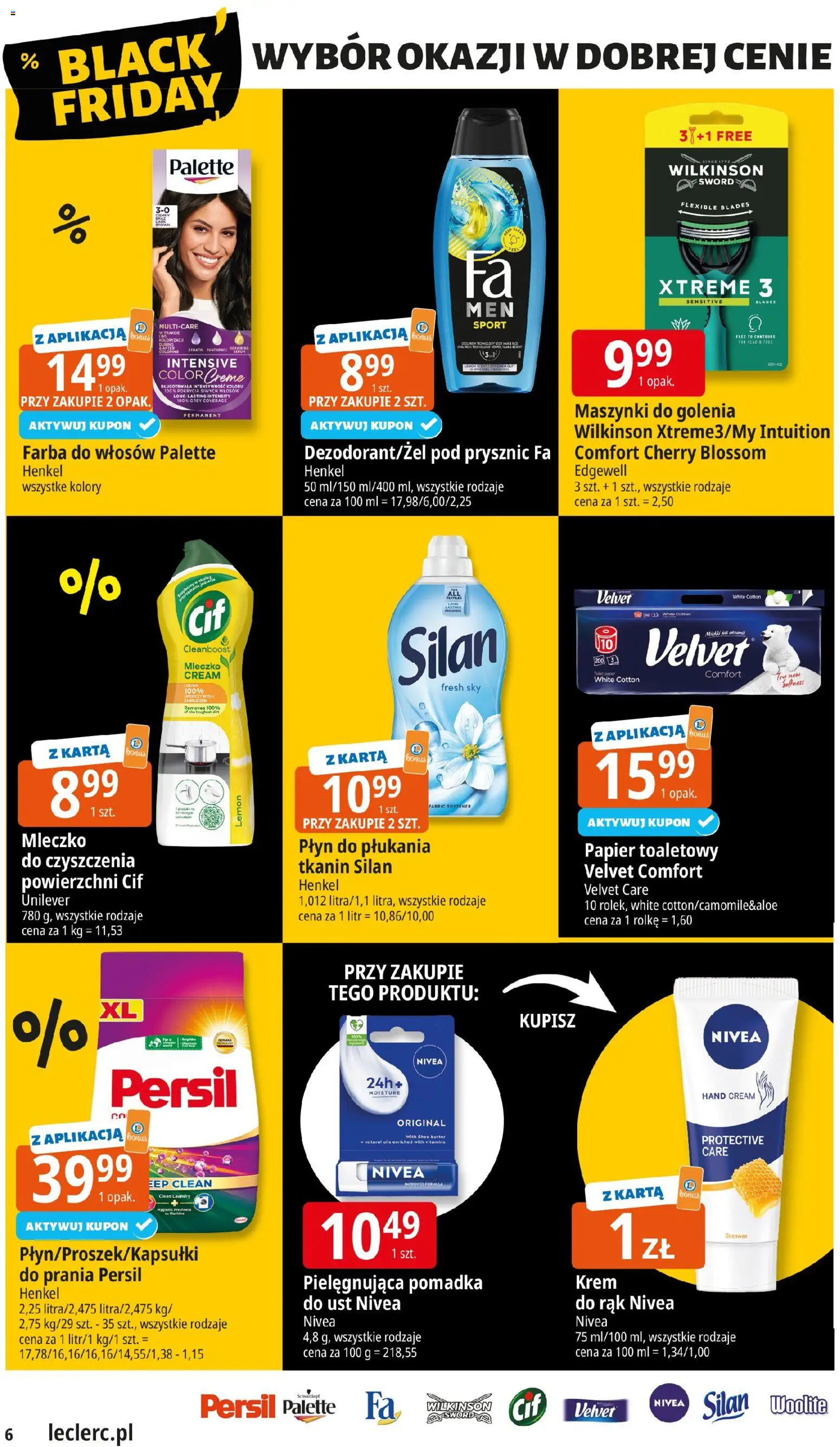 E.Leclerc Gazetka - Tychy od 18.11.2025 | Strona: 6 | Produkty: Papier toaletowy, Persil, Prysznic, Płyn do płukania tkanin