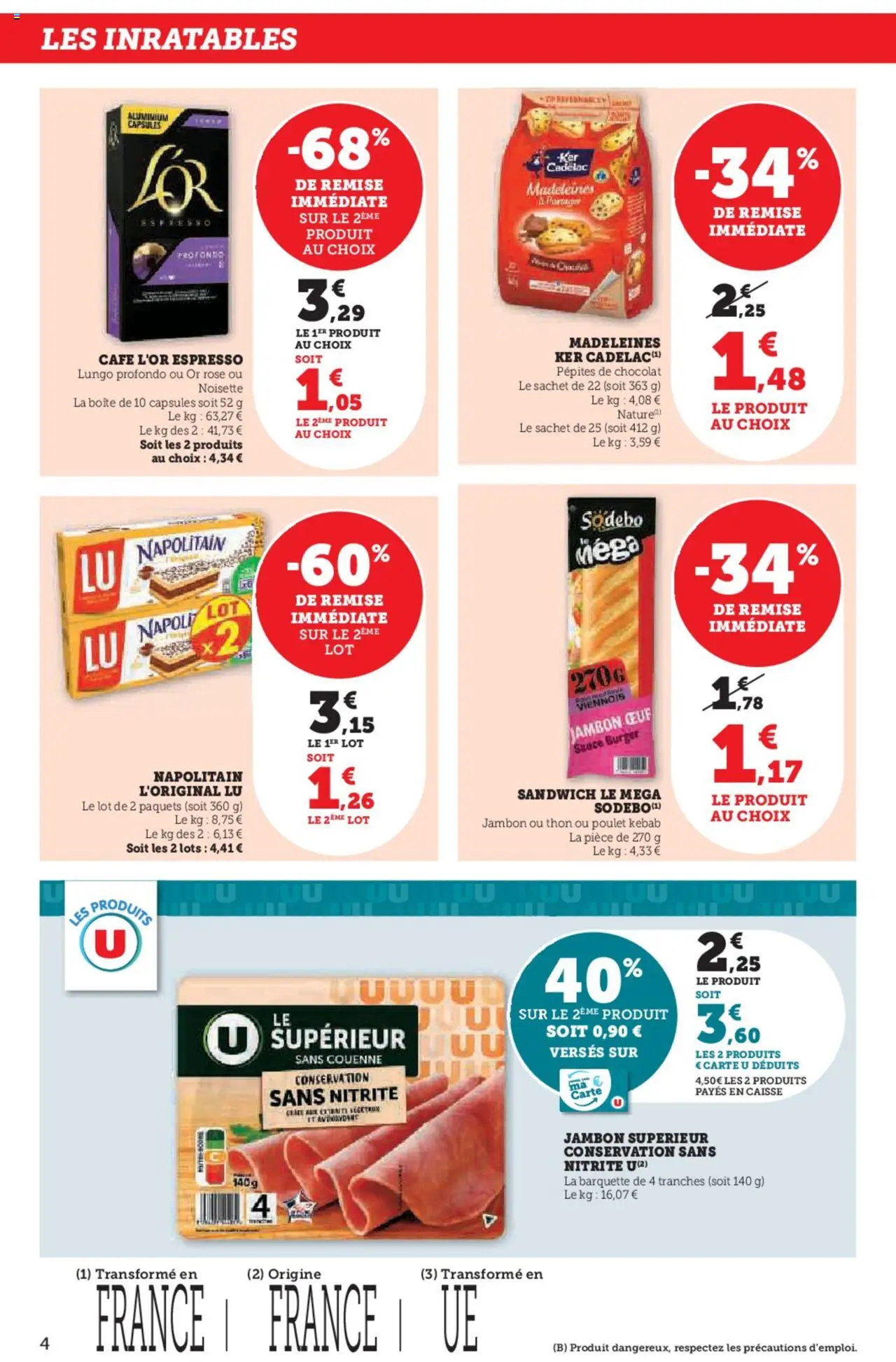  | Page: 4 | Produits: Pépites de chocolat, Sandwich, Thon, Café